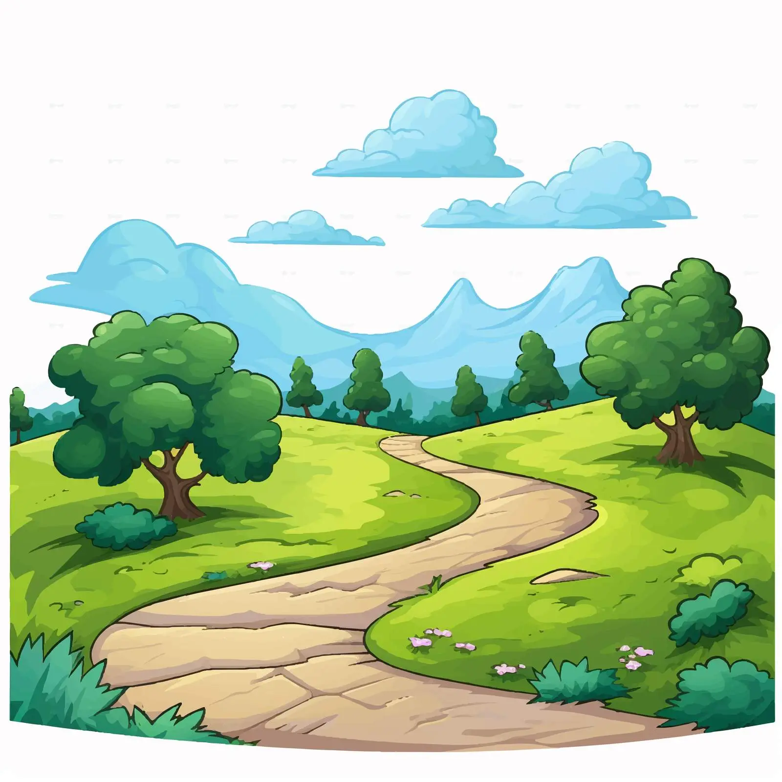 Scenic Hill Road Illustration on White Background — free download from Dotvec