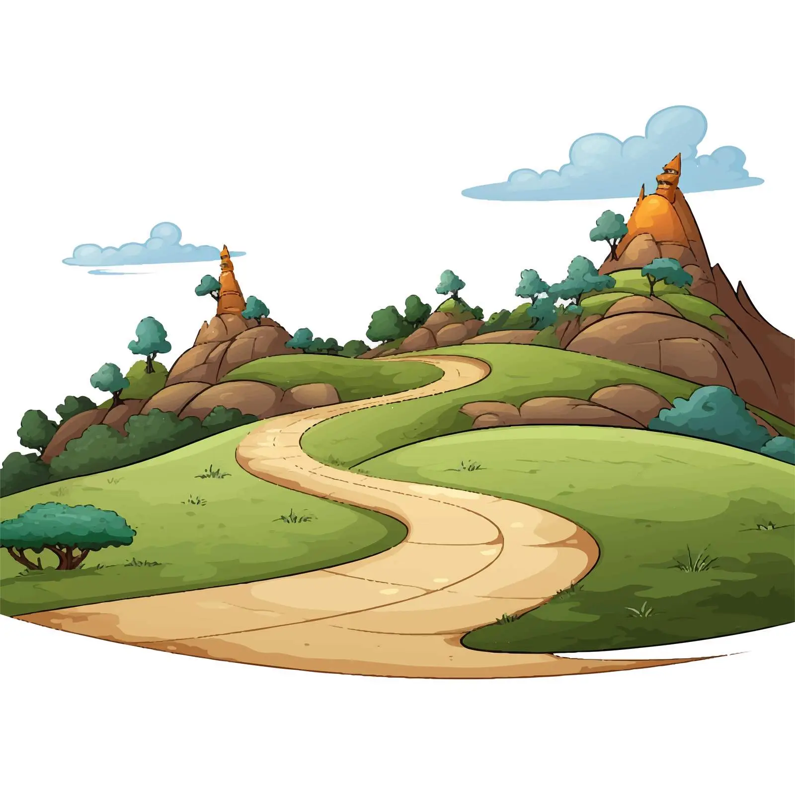 Road Illustration on Hill with White Background — free download from Dotvec