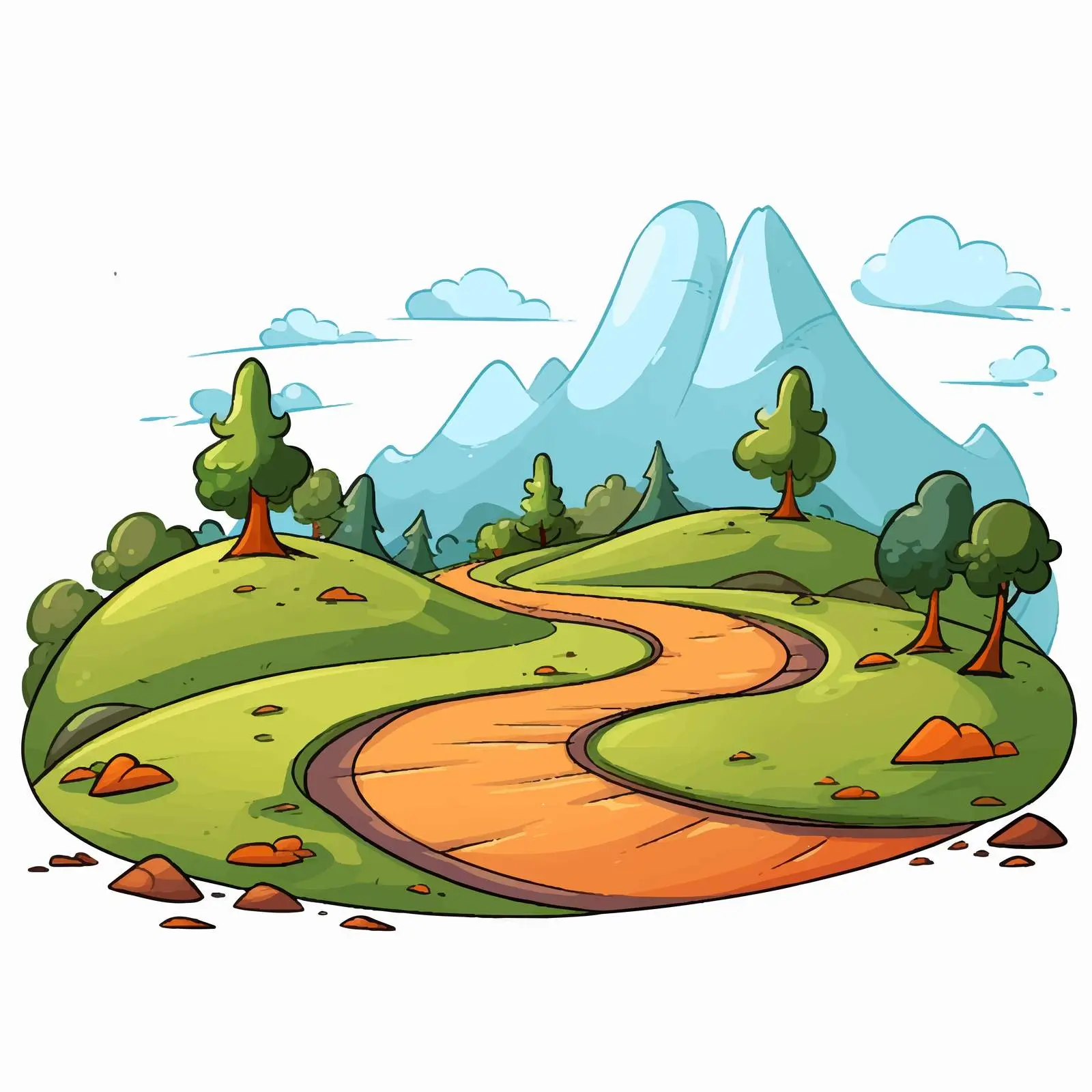 Hillside Road Illustration on White Background — free download from Dotvec