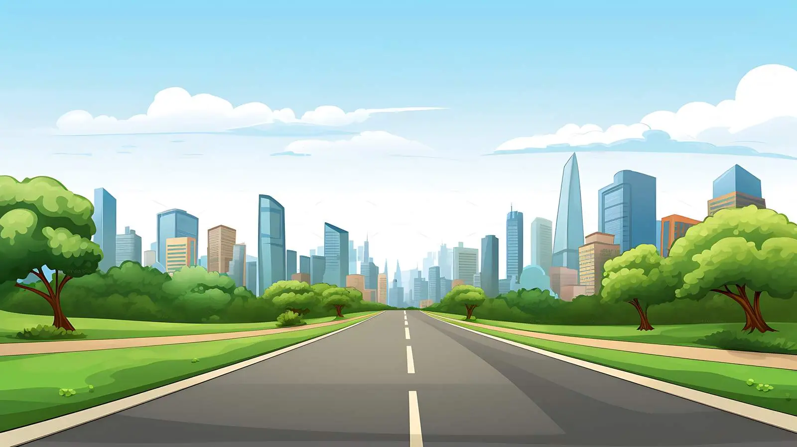 Urban Road City Vector Illustration — free download from Dotvec