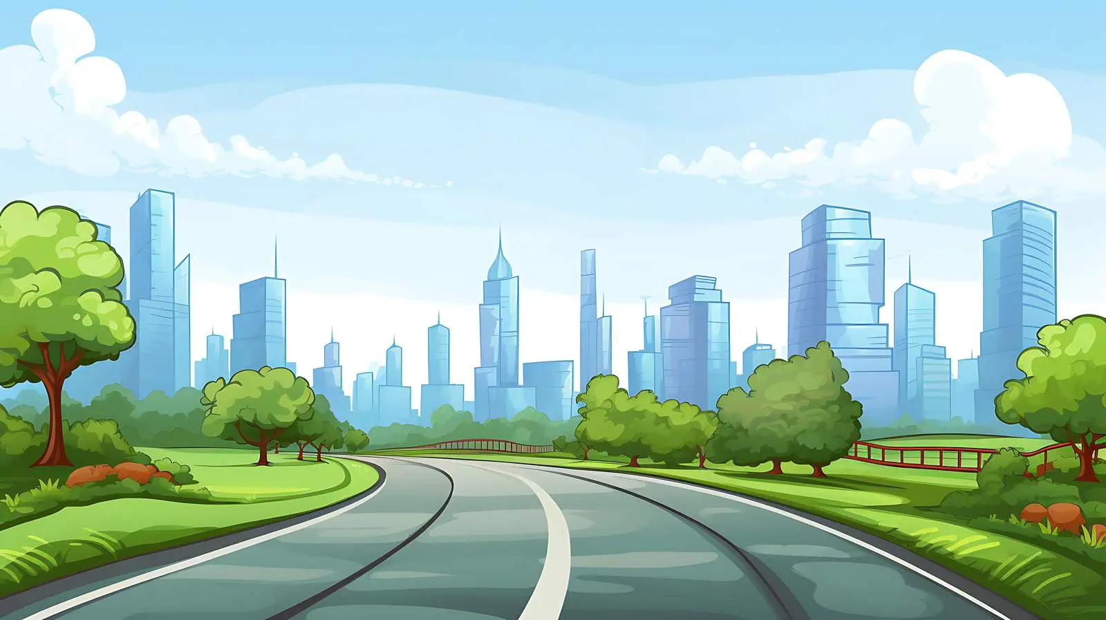 Roadway to Urban Center Illustration — free download from Dotvec