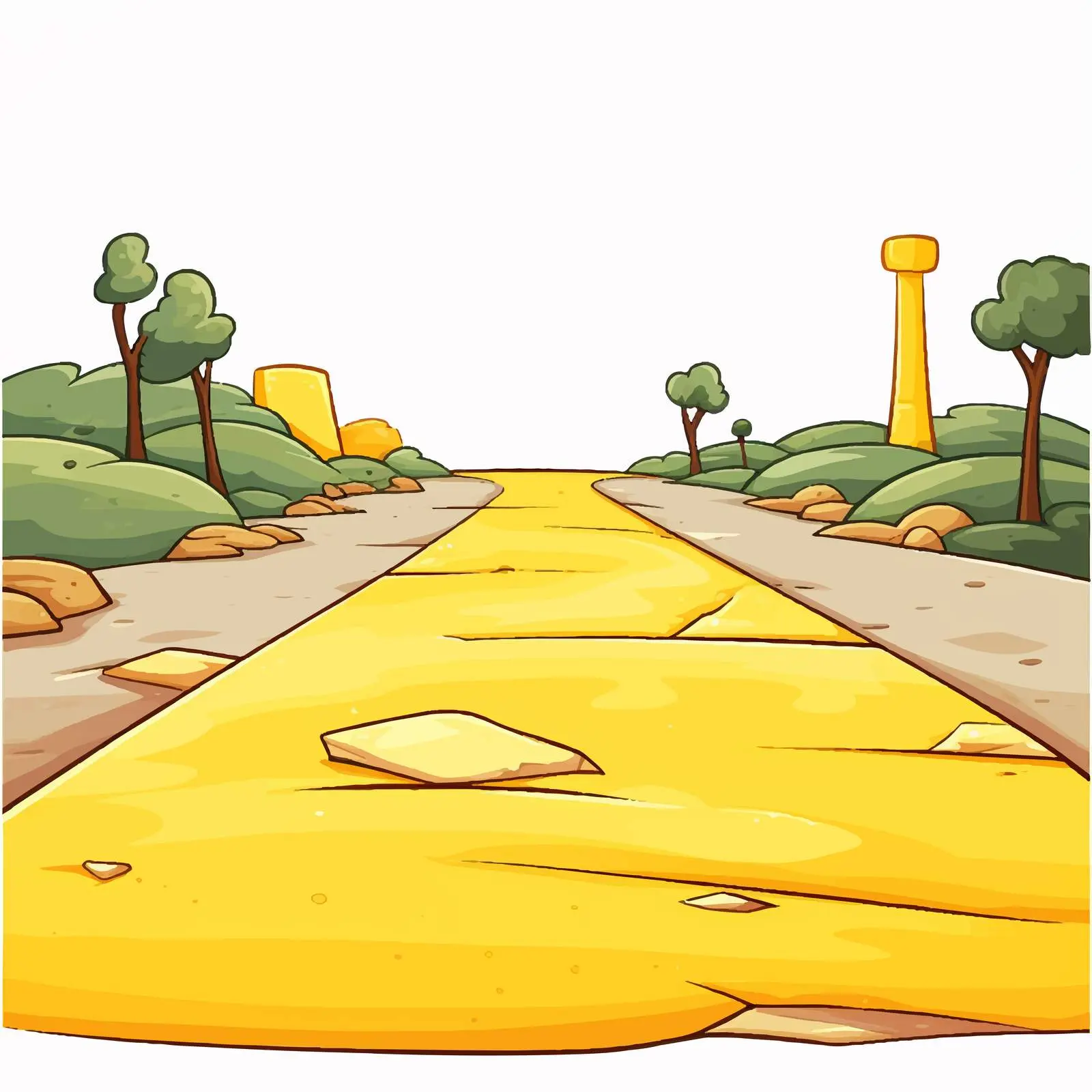 Road Illustration with Yellow Signage on White Background — free download from Dotvec