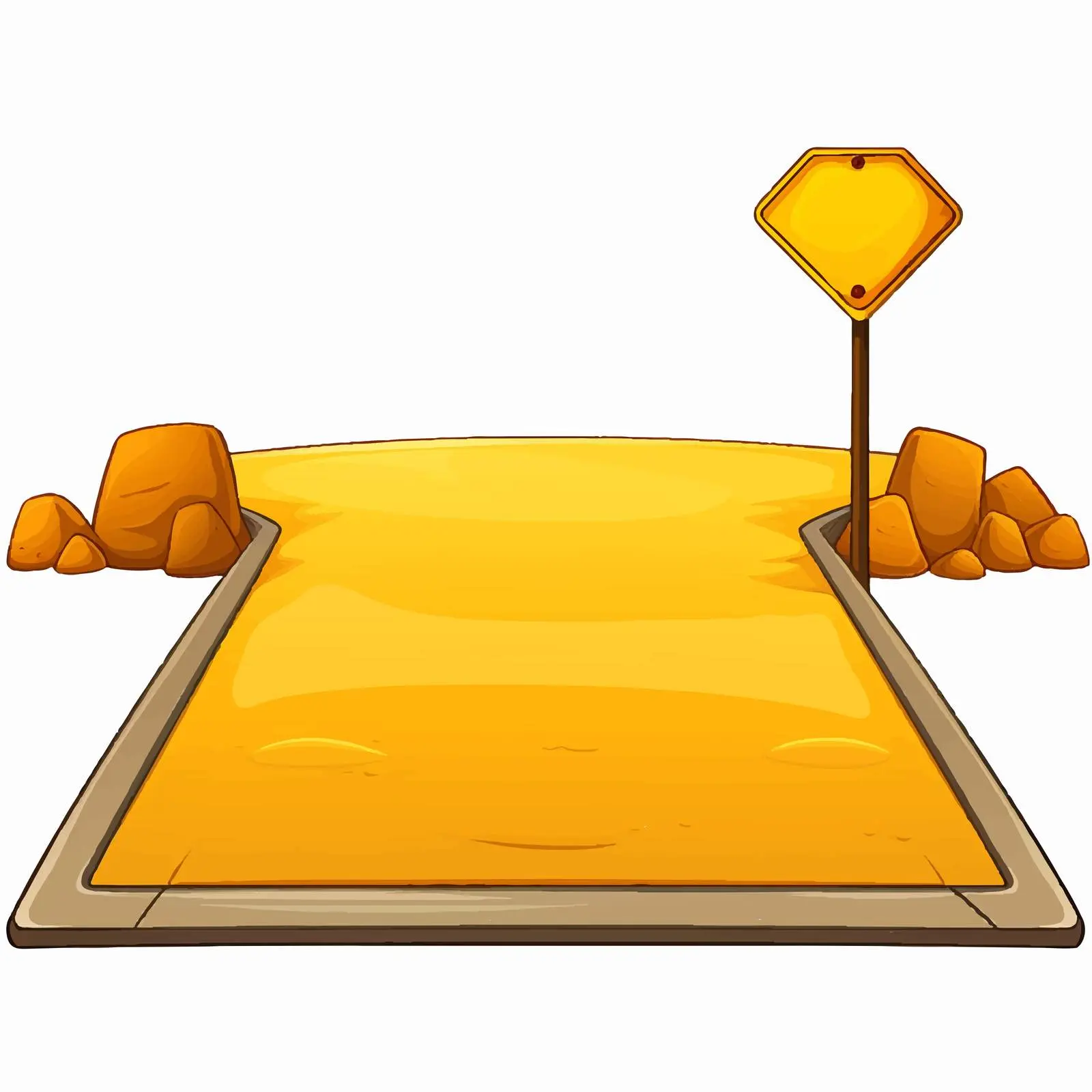 Road Illustration with Yellow Signage on White Background — free download from Dotvec