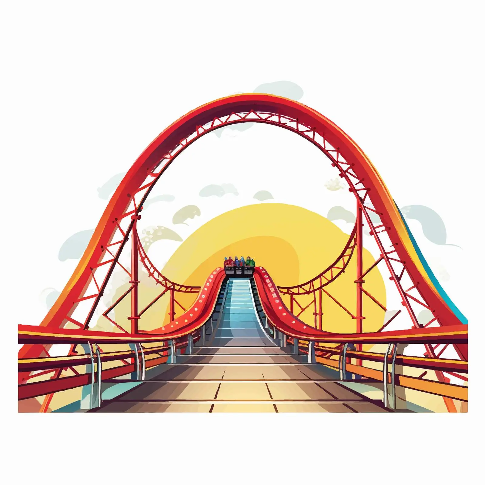 Vector Illustration of Roller Coaster Ride – free adrenaline image from Dotvec