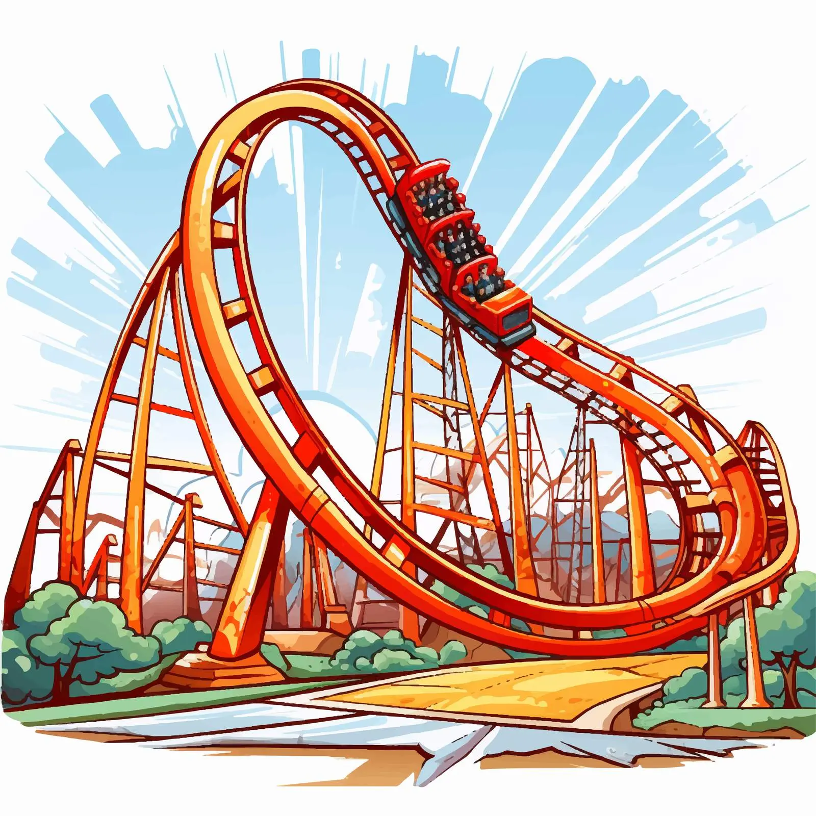 Colorful Roller Coaster Ride Illustration — free download from Dotvec