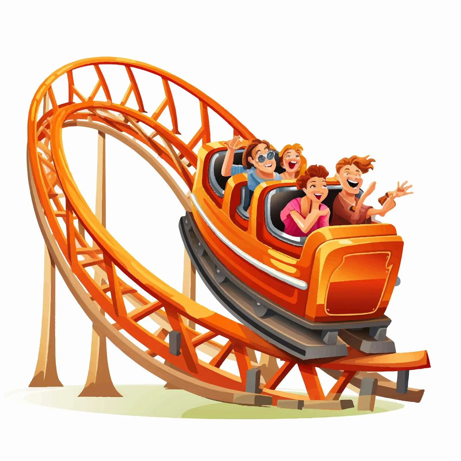 Colorful Roller Coaster Vector Illustration – free adrenaline image from Dotvec