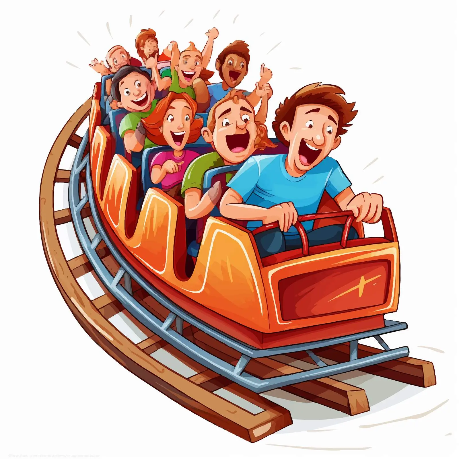 Vibrant Roller Coaster Illustration on White Background – free adrenaline image from Dotvec