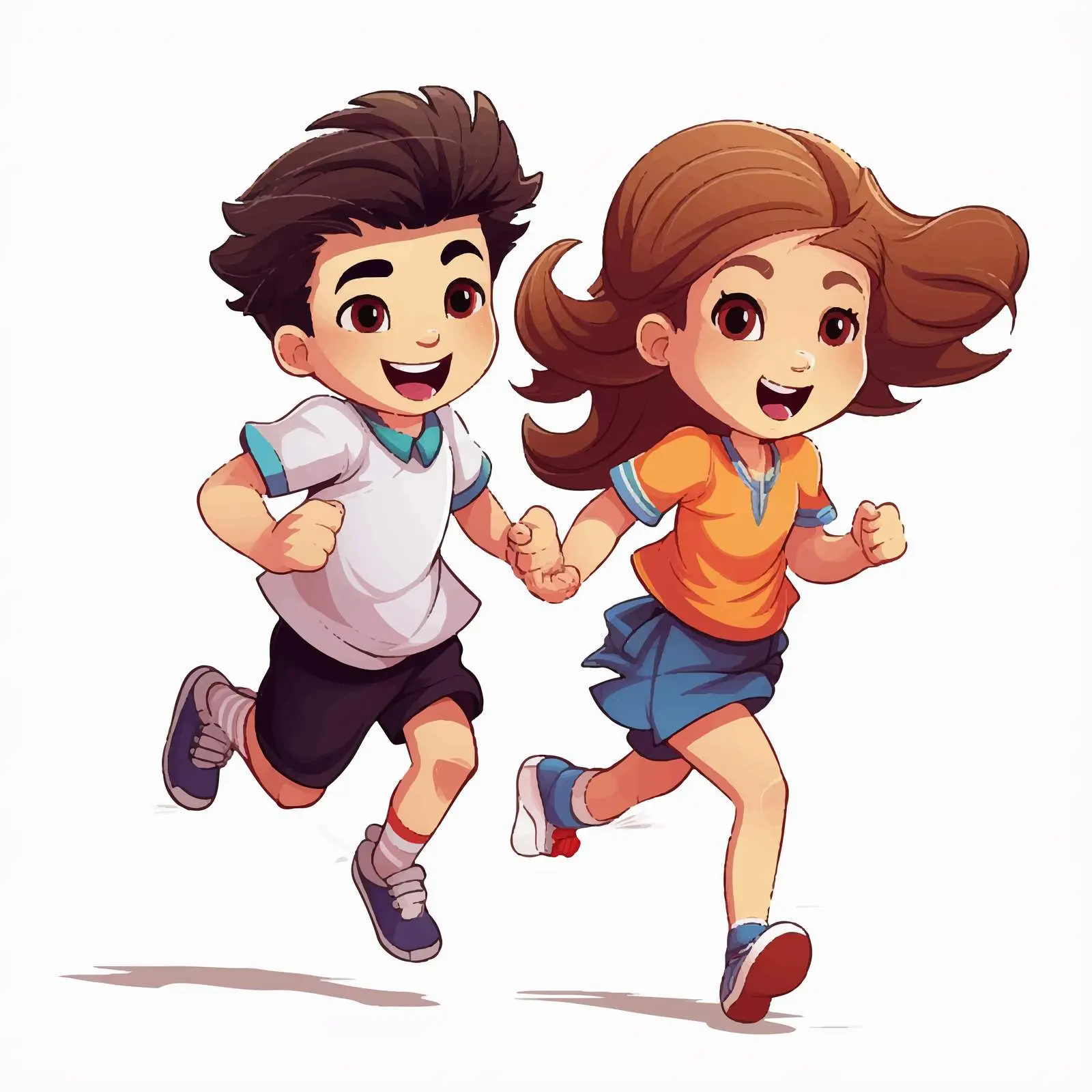Running Kids Illustration on White Background — free download from Dotvec