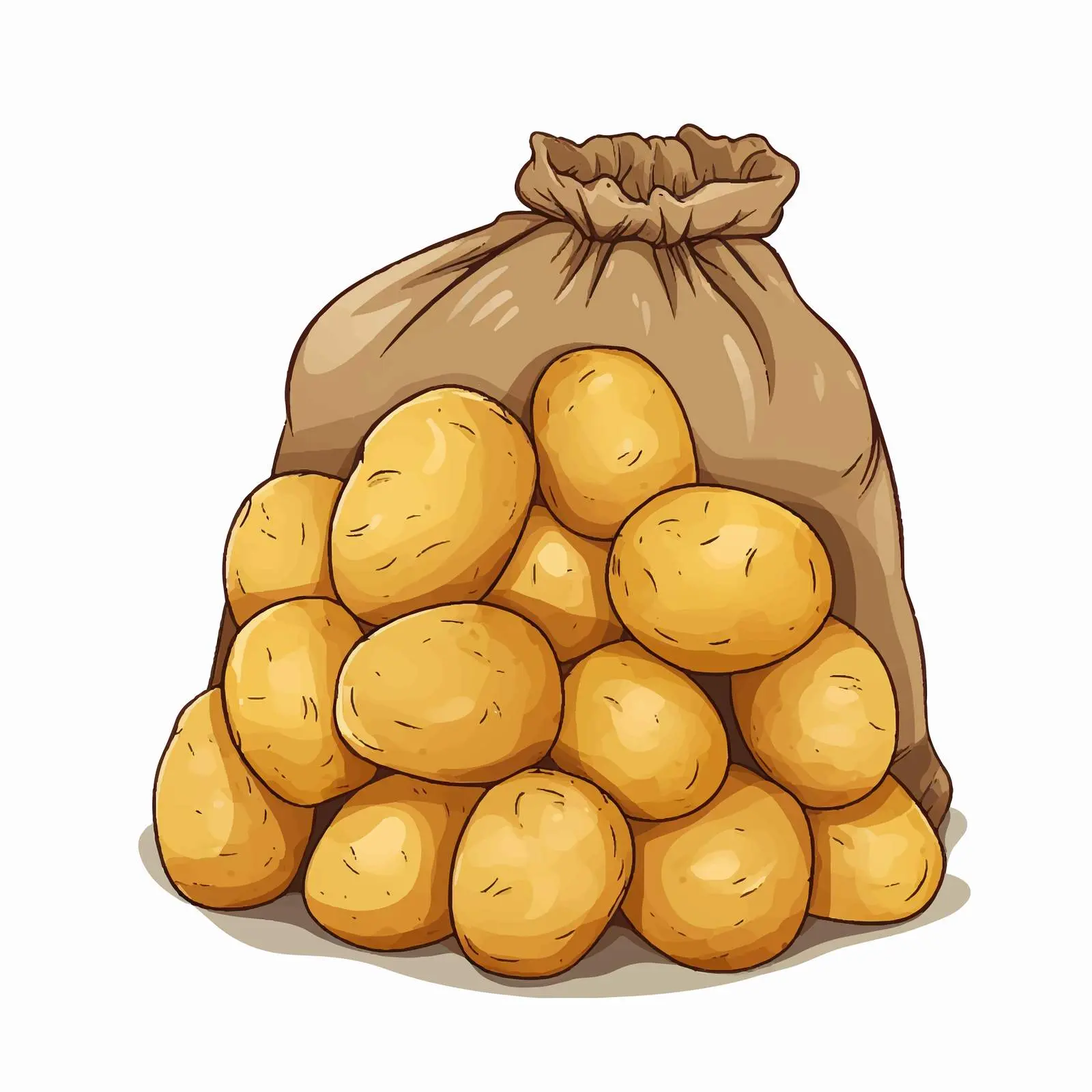 Sack of Potatoes on White Background – free market produce image from Dotvec