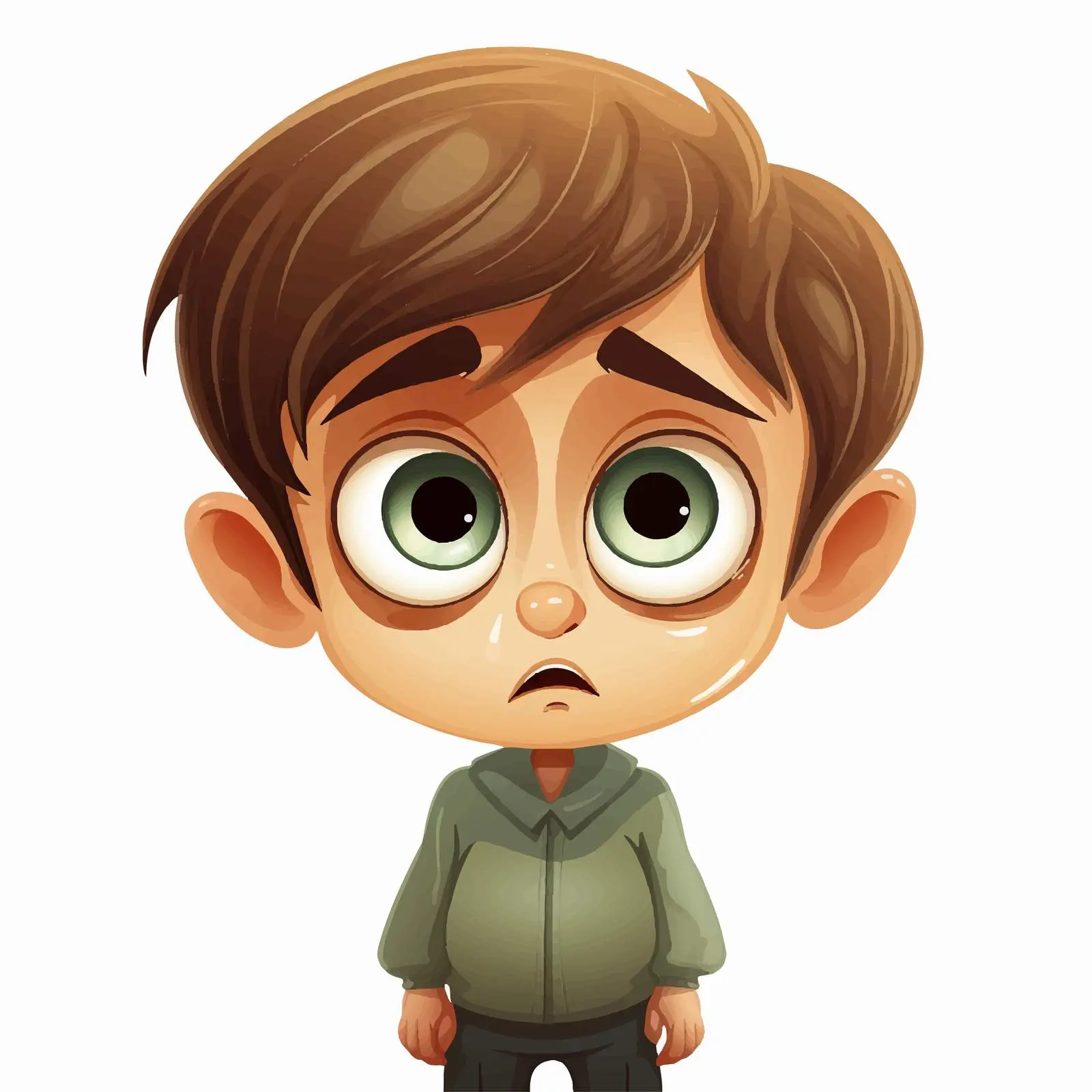 Sad Boy Cartoon Vector with Big Eyes — free download from Dotvec