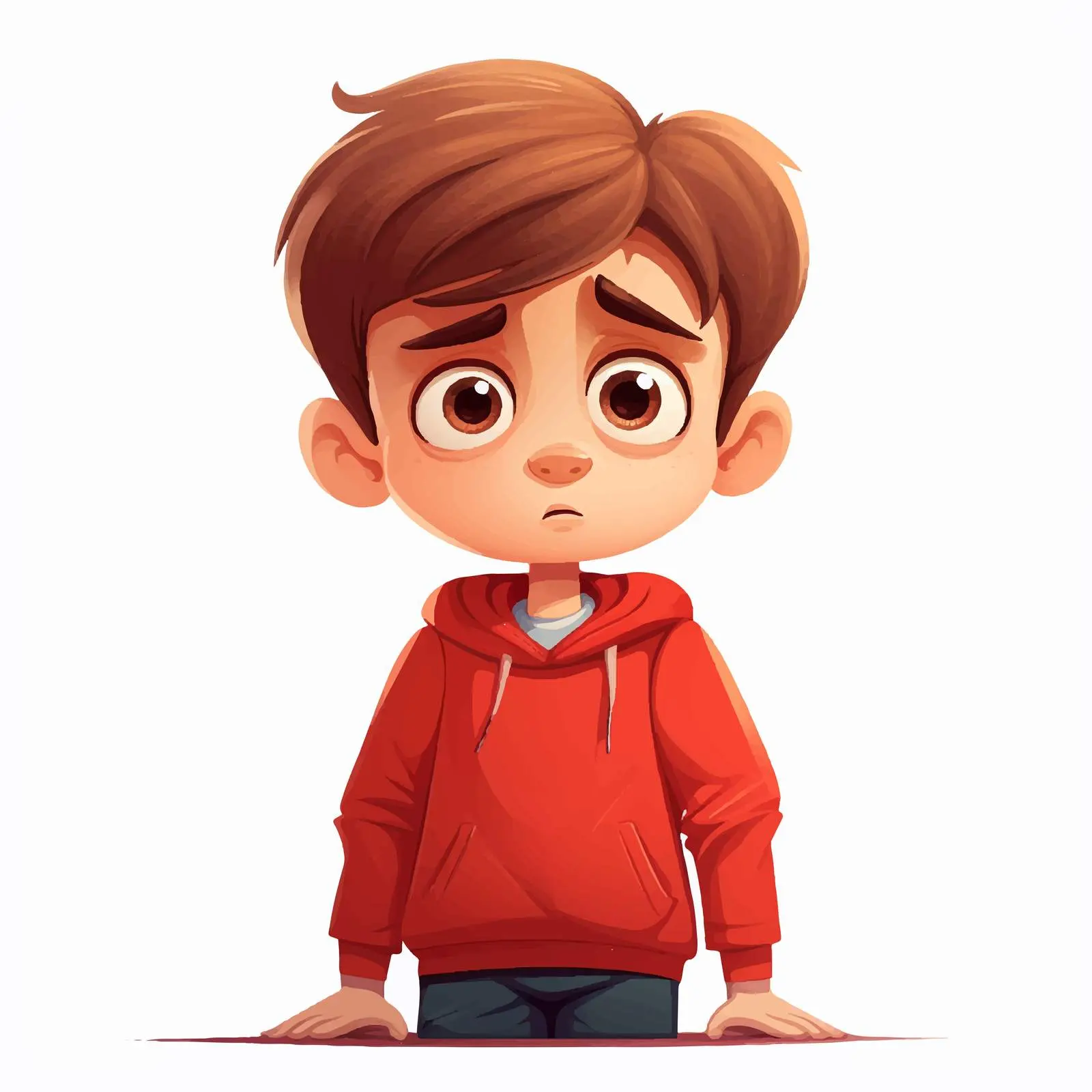 Sad Boy Character with Big Eyes Illustration — free download from Dotvec