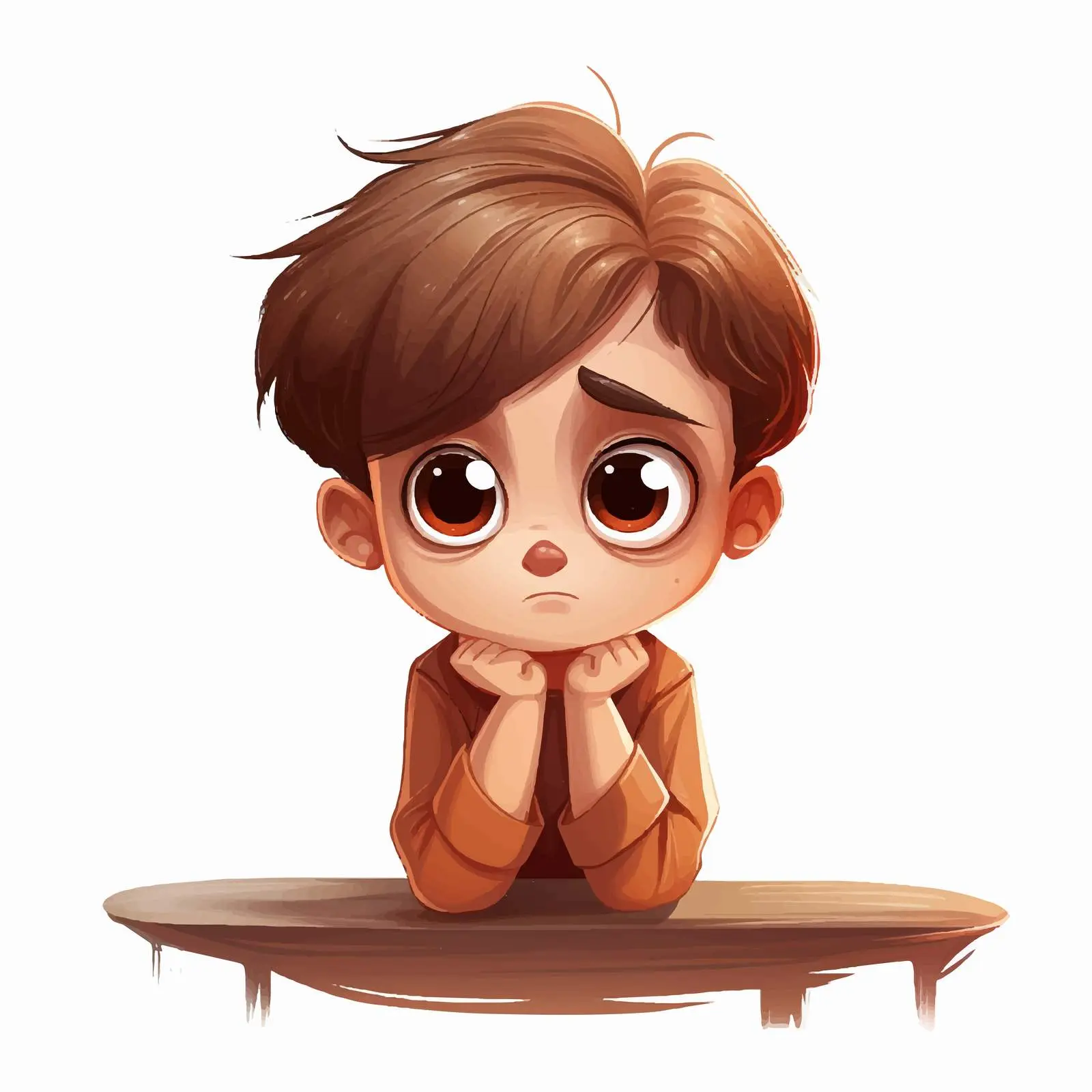 Sad Boy Cartoon Vector with Big Eyes — free download from Dotvec