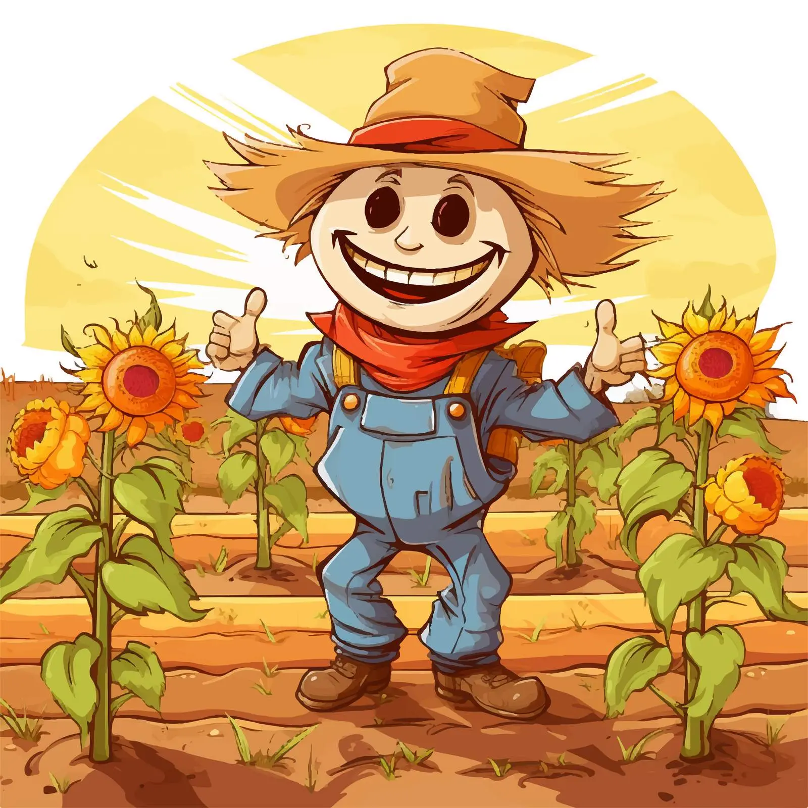 Scarecrow in Vegetable Patch Vector Illustration — free download from Dotvec