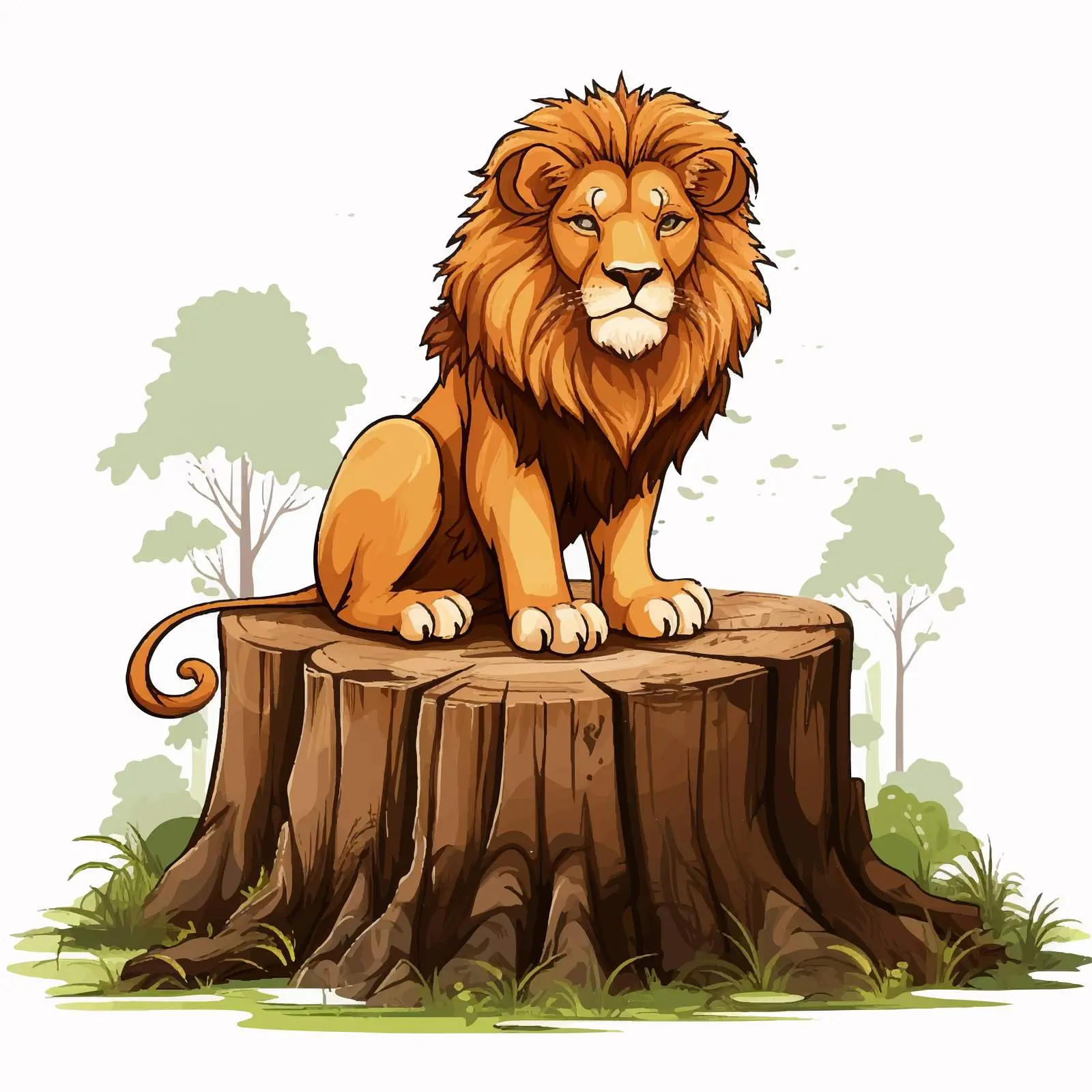 Scary Lion Illustration in Forest Setting – free above image from Dotvec
