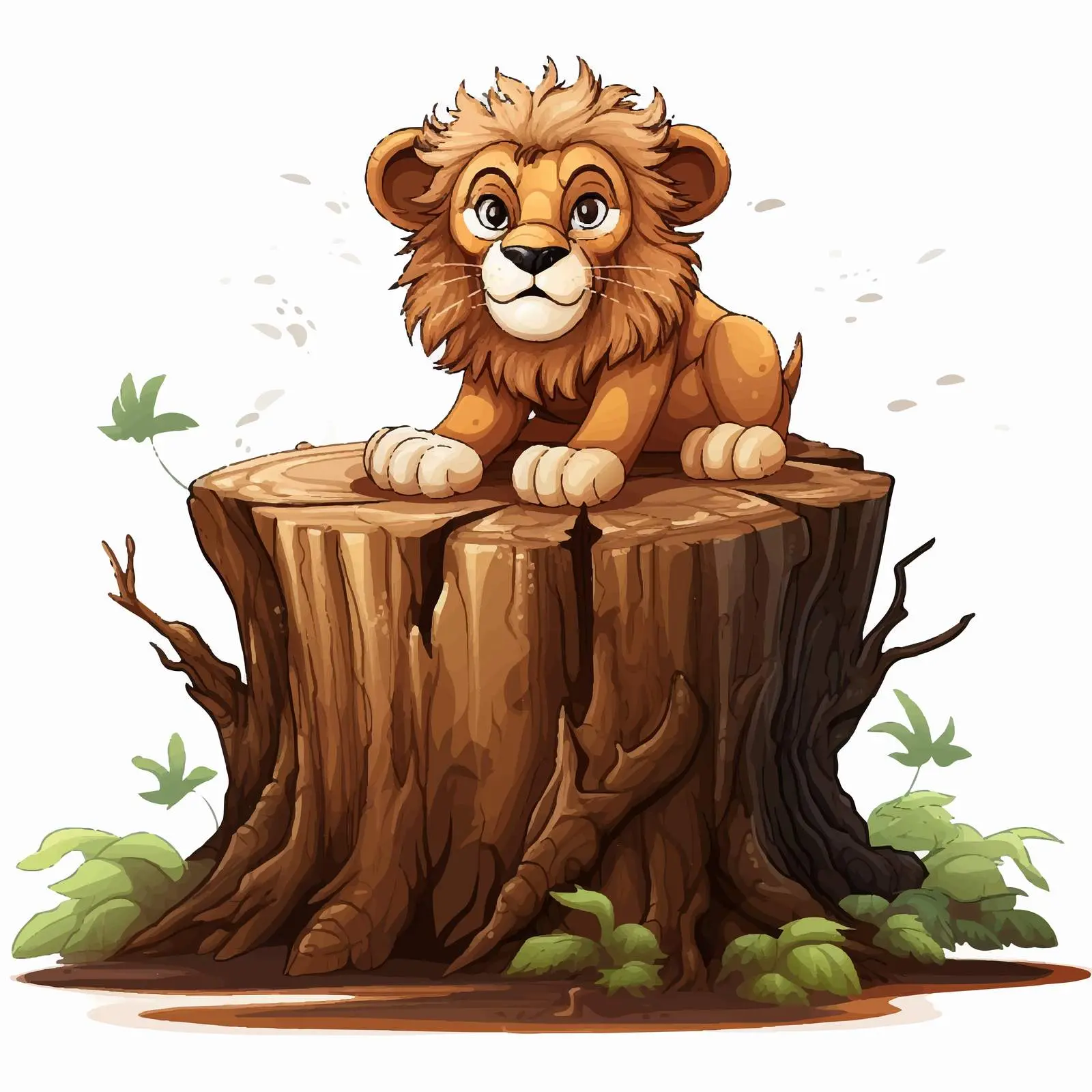 Scary Lion Illustration in Forest Setting – free fierce image from Dotvec