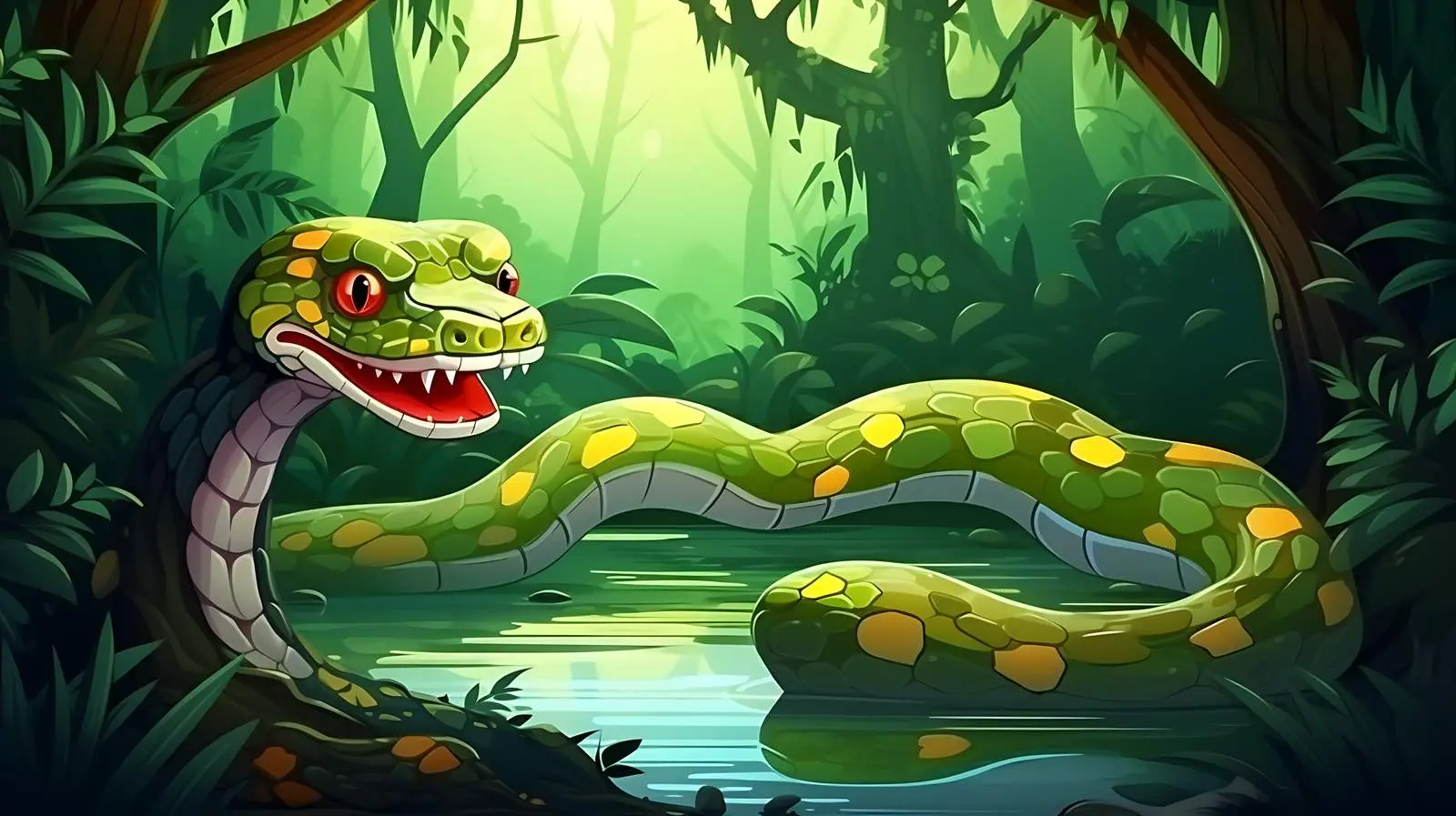 Menacing Snake in Dark Forest — free download from Dotvec