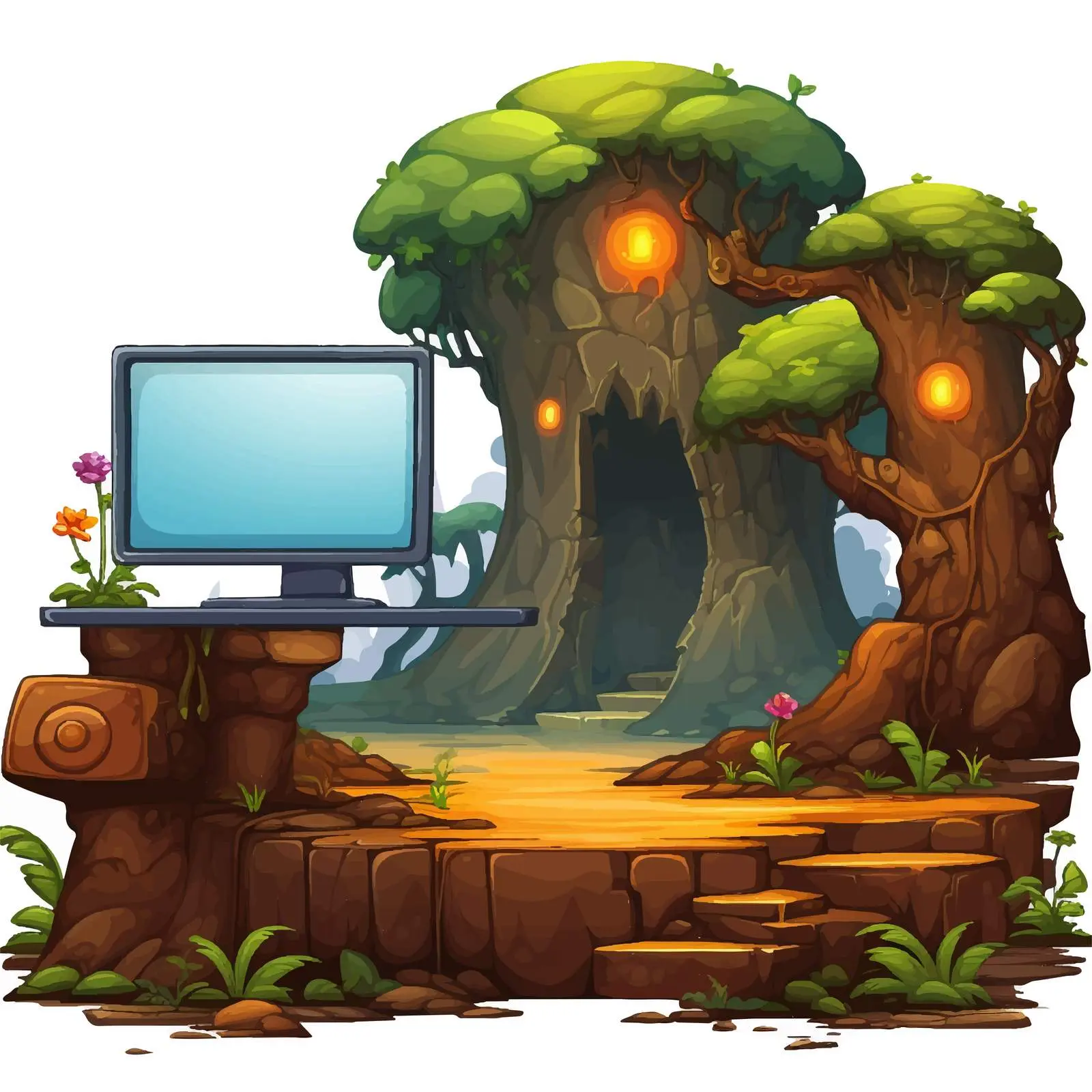 Car Scene Illustration from a Computer Game — free download from Dotvec