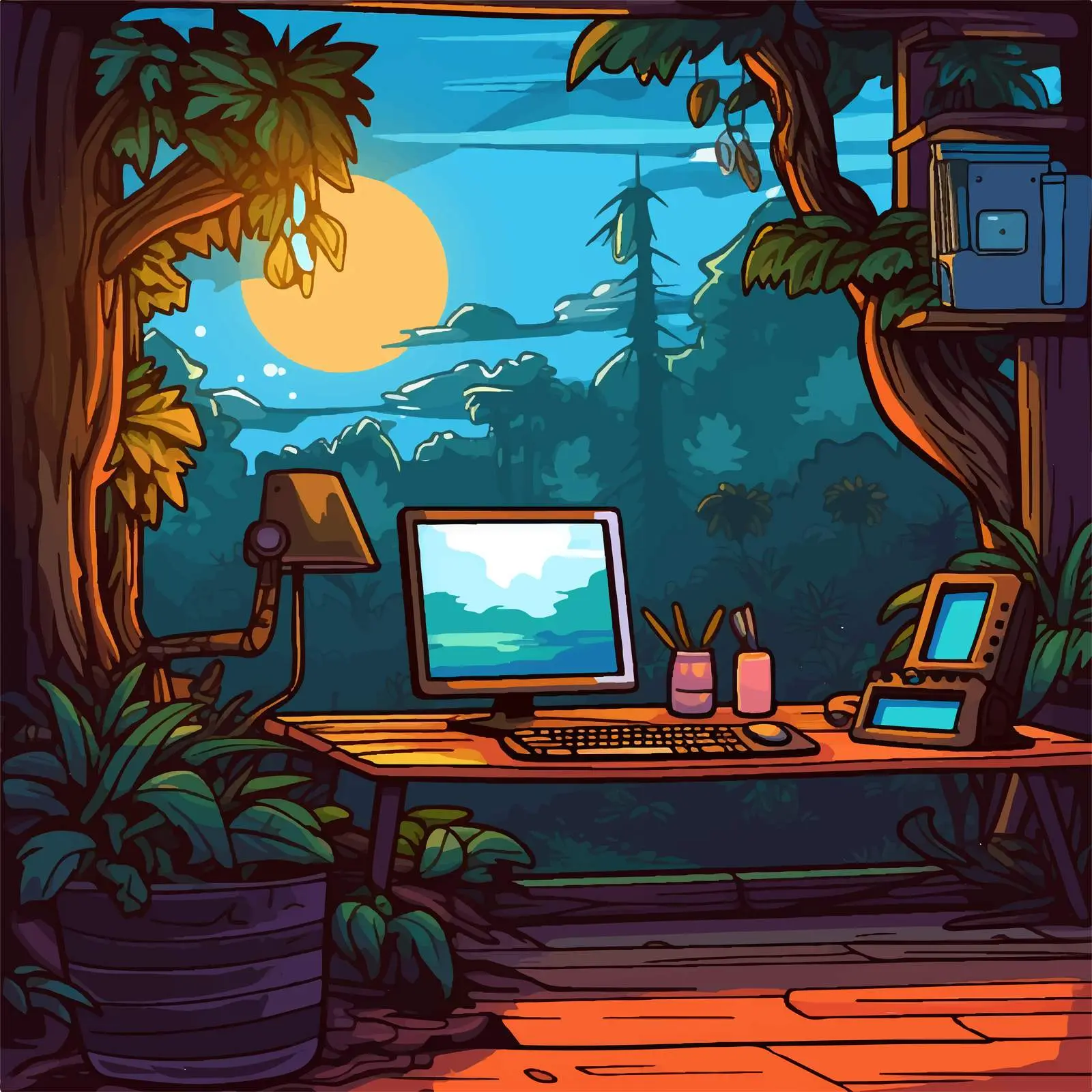 Dynamic Computer Game Scene Vector Illustration — free download from Dotvec