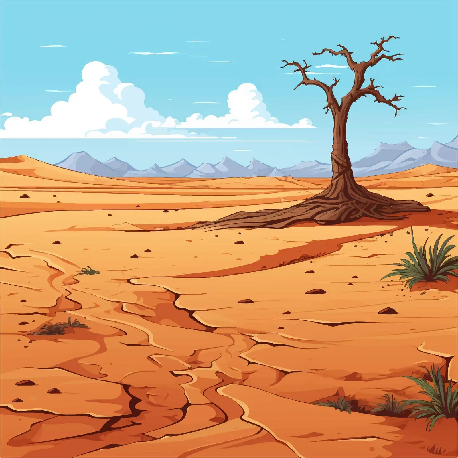 Desert Scene Cartoon Vector Illustration – free arid image from Dotvec