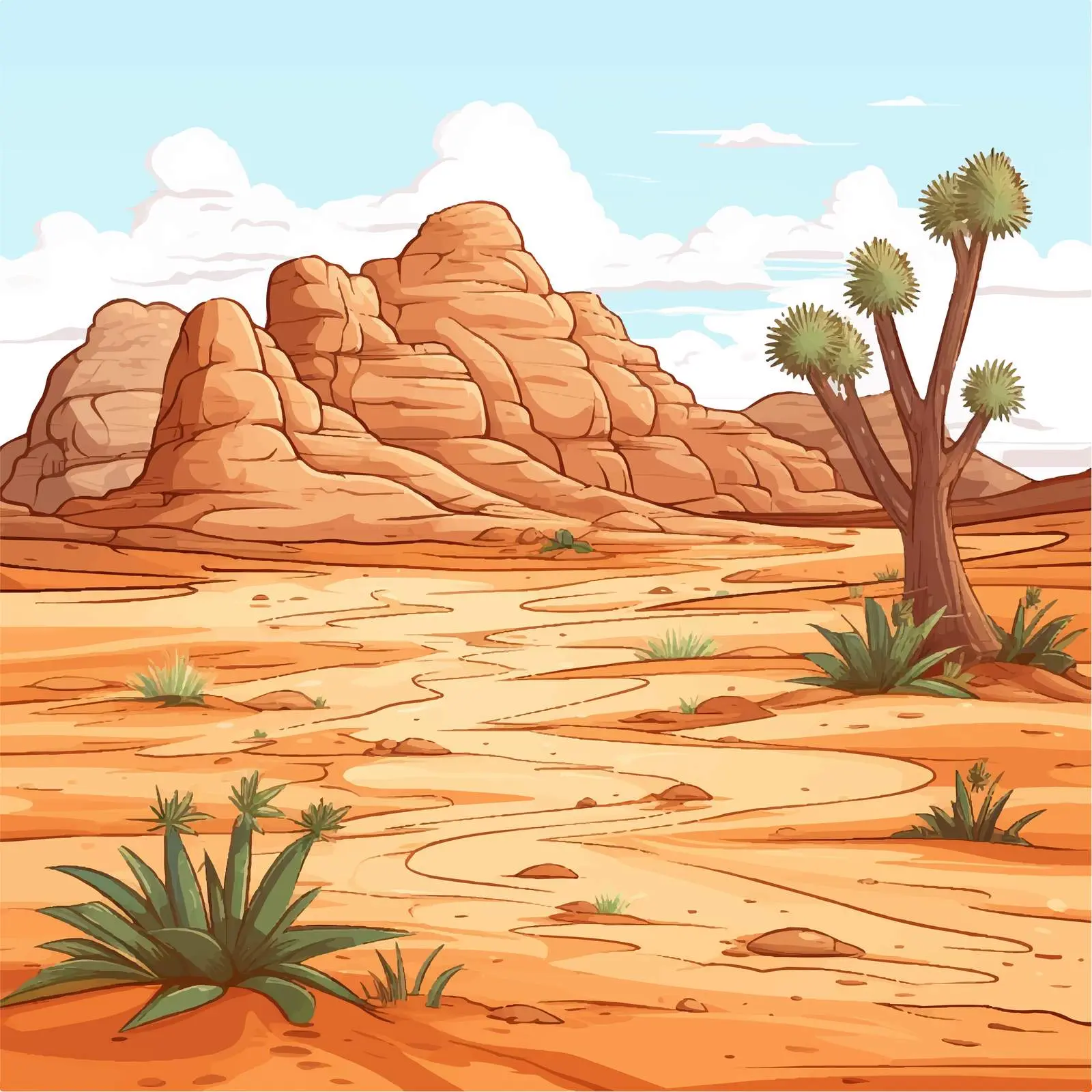 Desert Scene Vector Illustration — free download from Dotvec