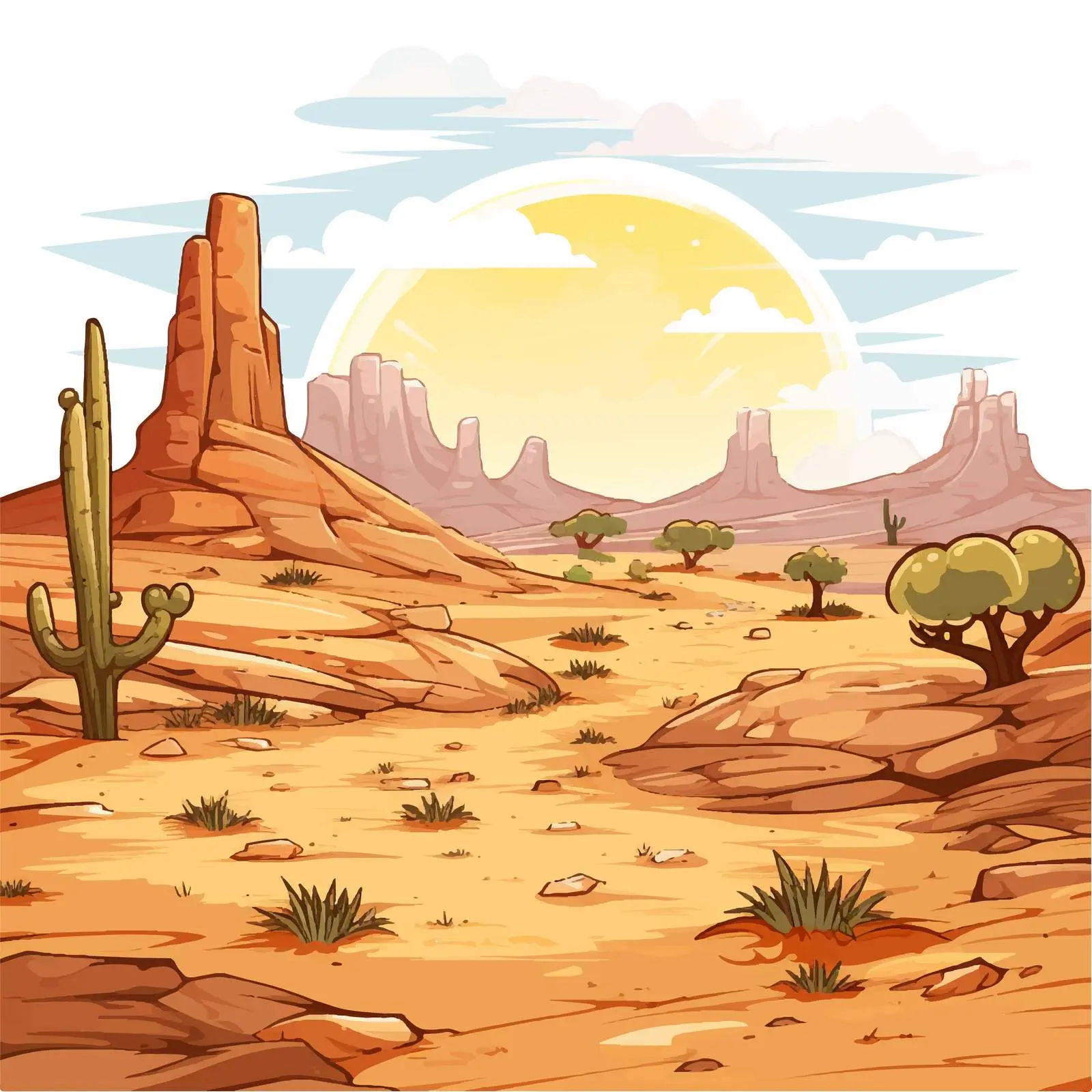 Desert Scene Cartoon Vector Illustration – free arid image from Dotvec