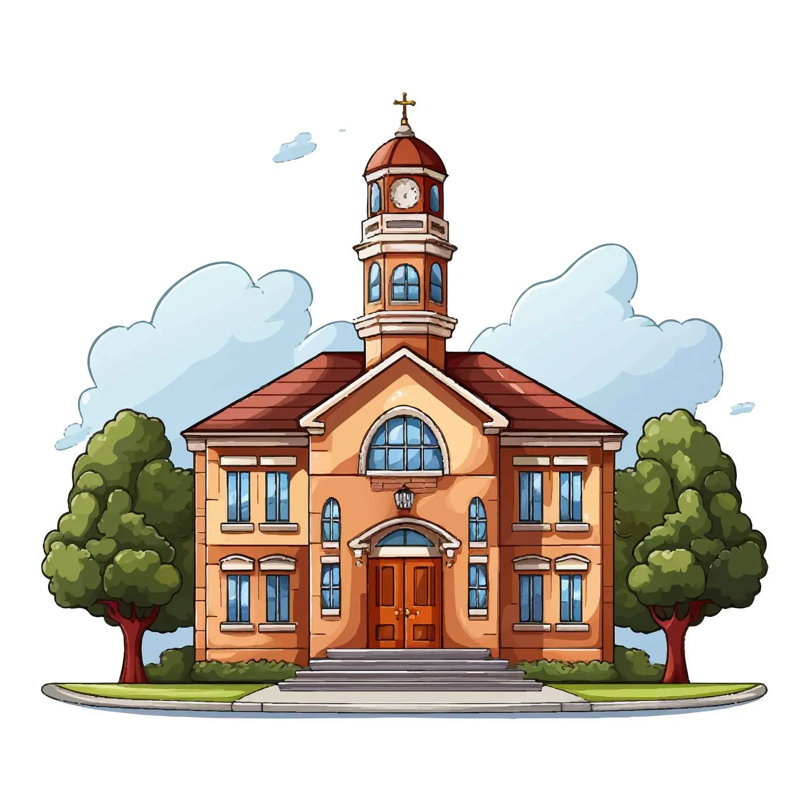 Illustration of a School Building on White Background – free school environment image from Dotvec