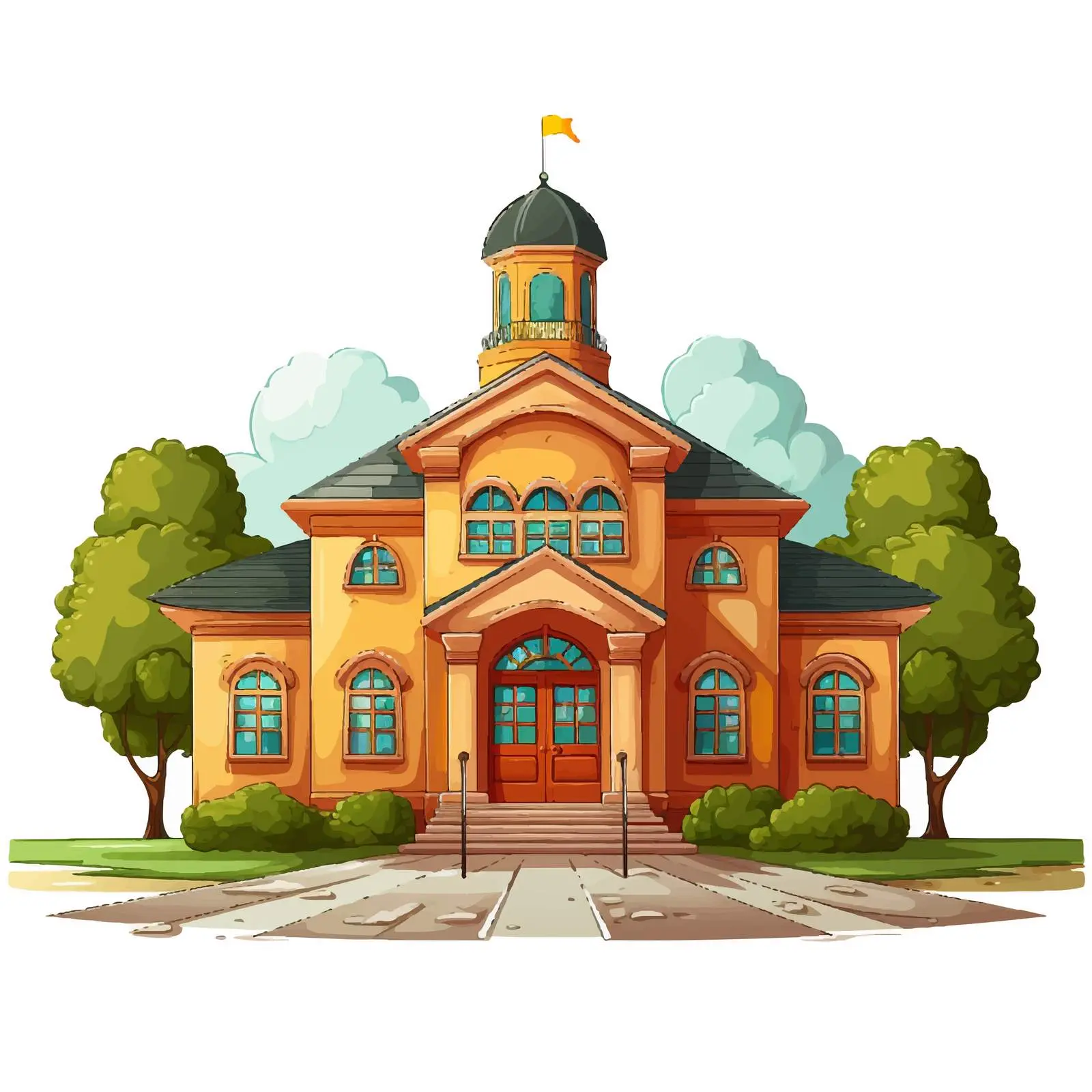 School Building Illustration on White Background — free download from Dotvec