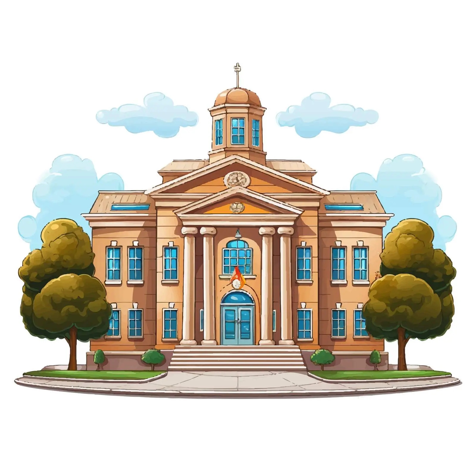 Illustration of a School Building on White Background — free download from Dotvec
