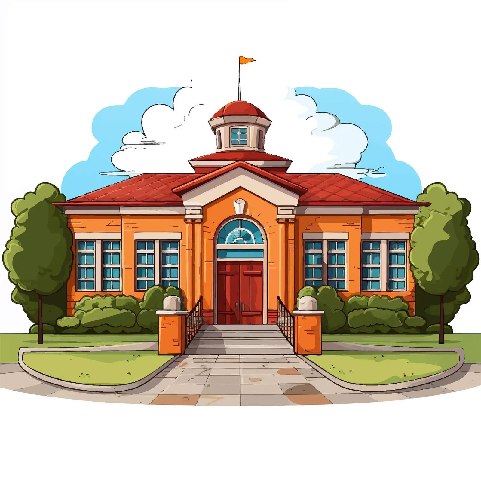 School Building Illustration on White Background — free download from Dotvec
