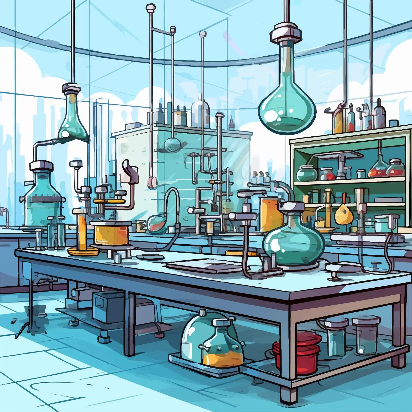 Cartoon Science Laboratory Vector Illustration — free download from Dotvec