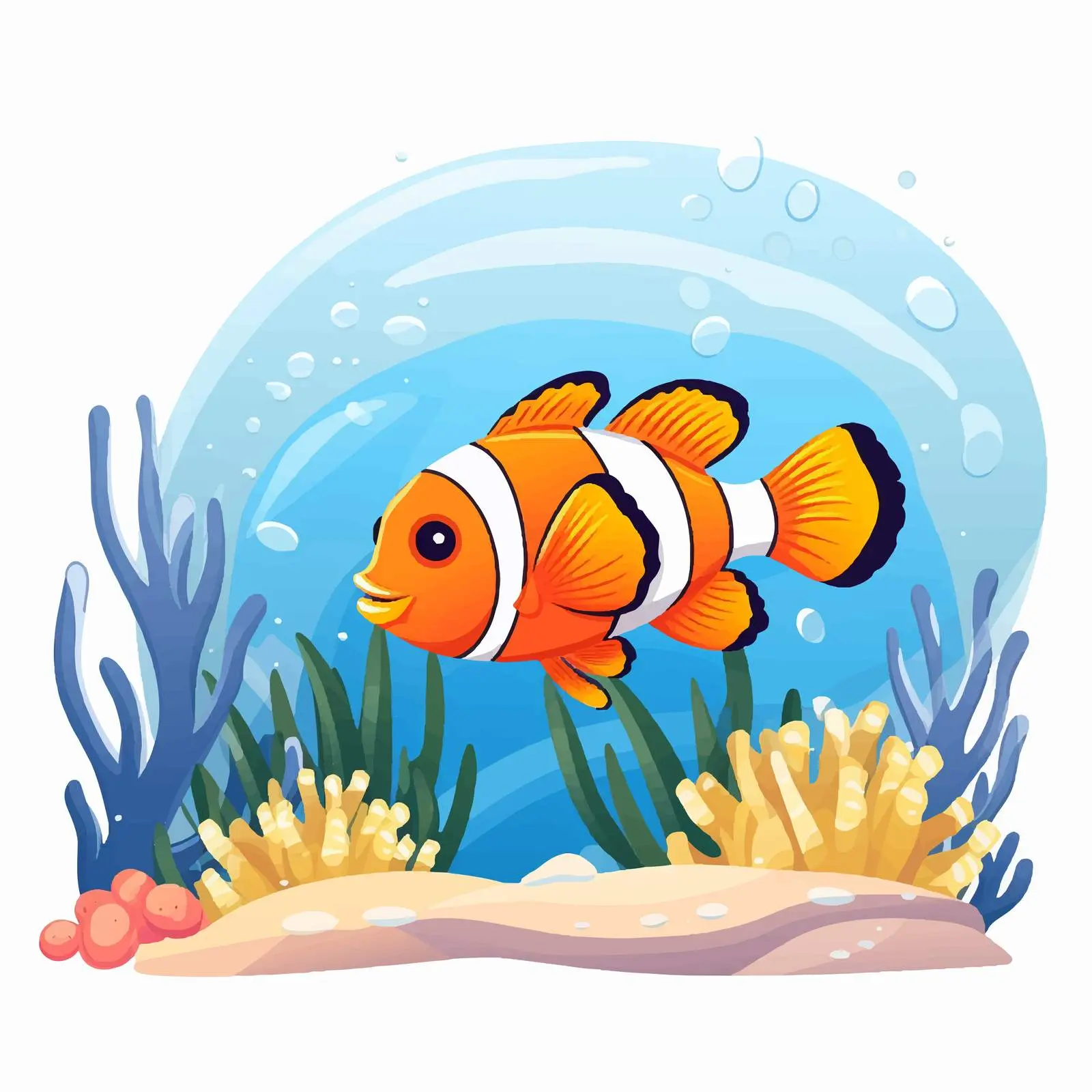 Nemo Fish in Cartoon Sea Illustration — free download from Dotvec