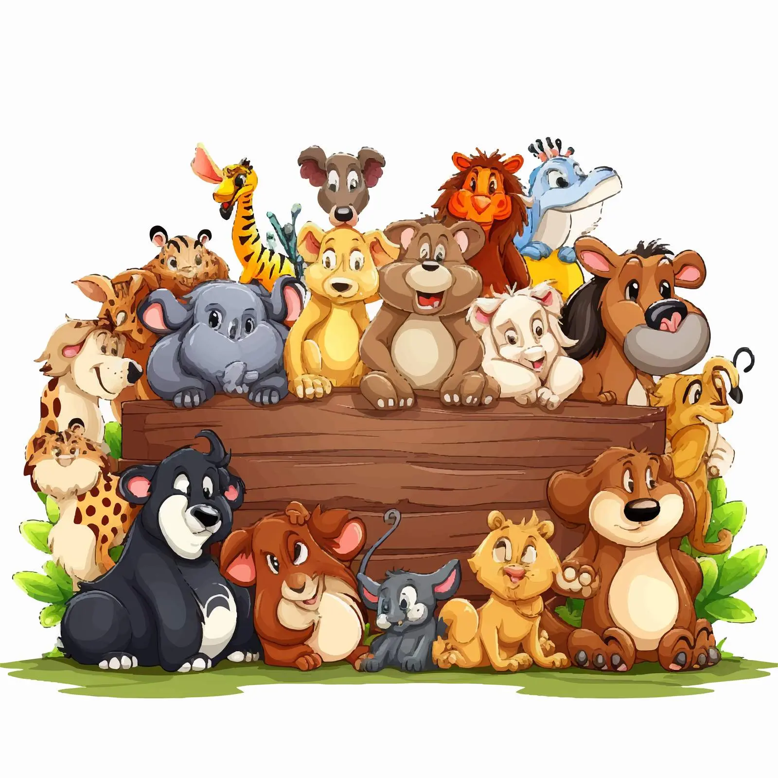 Set of Animals Around a Sign Vector Illustration – free animal symbols image from Dotvec