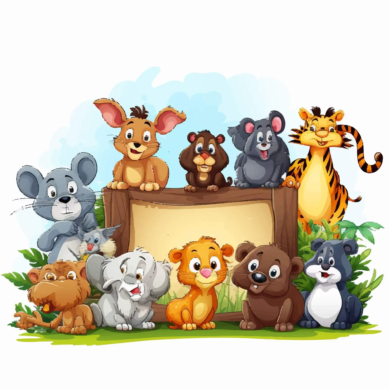 Animals Gathering Around a Sign Illustration — free download from Dotvec