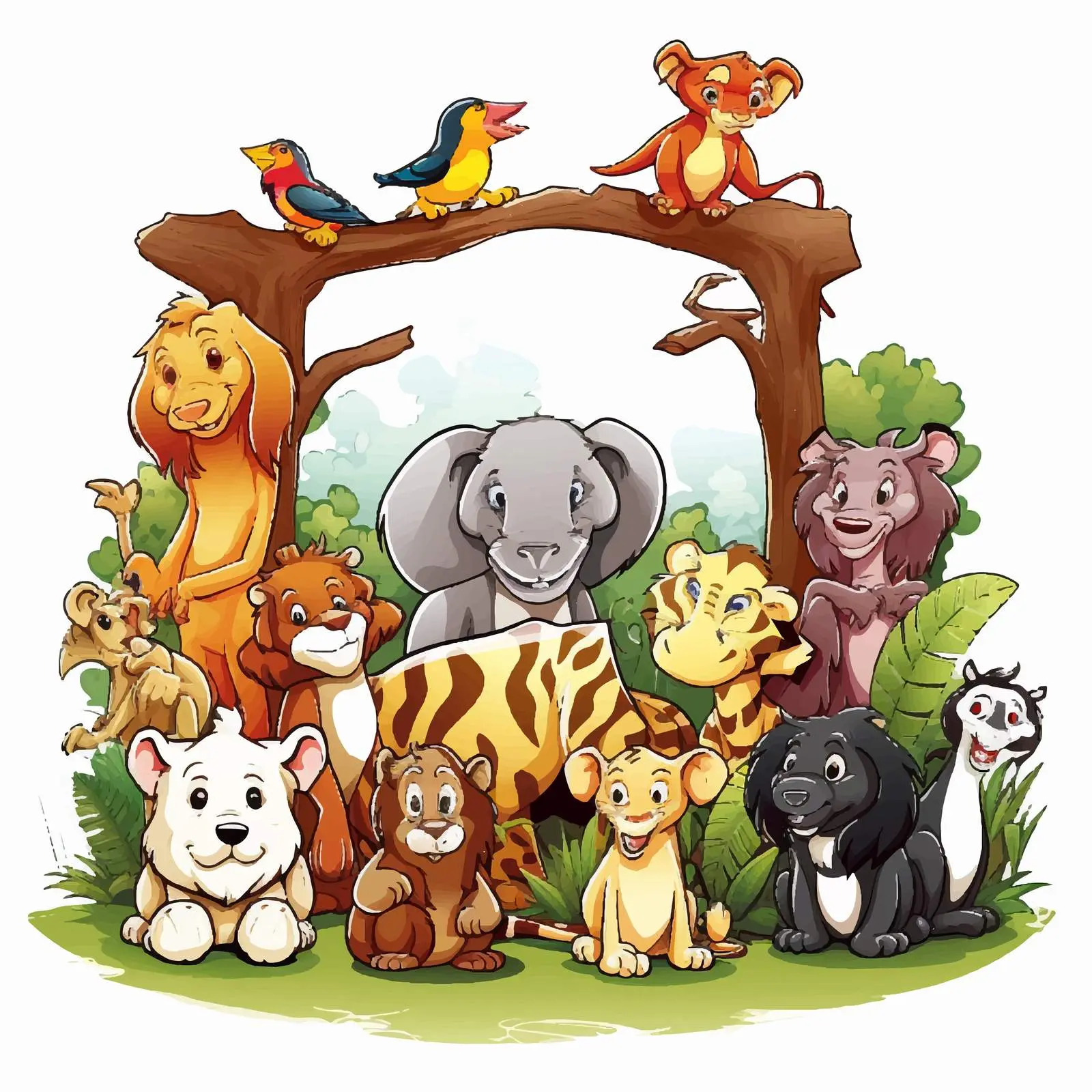 Animals Gathering Around a Sign Vector Illustration — free download from Dotvec