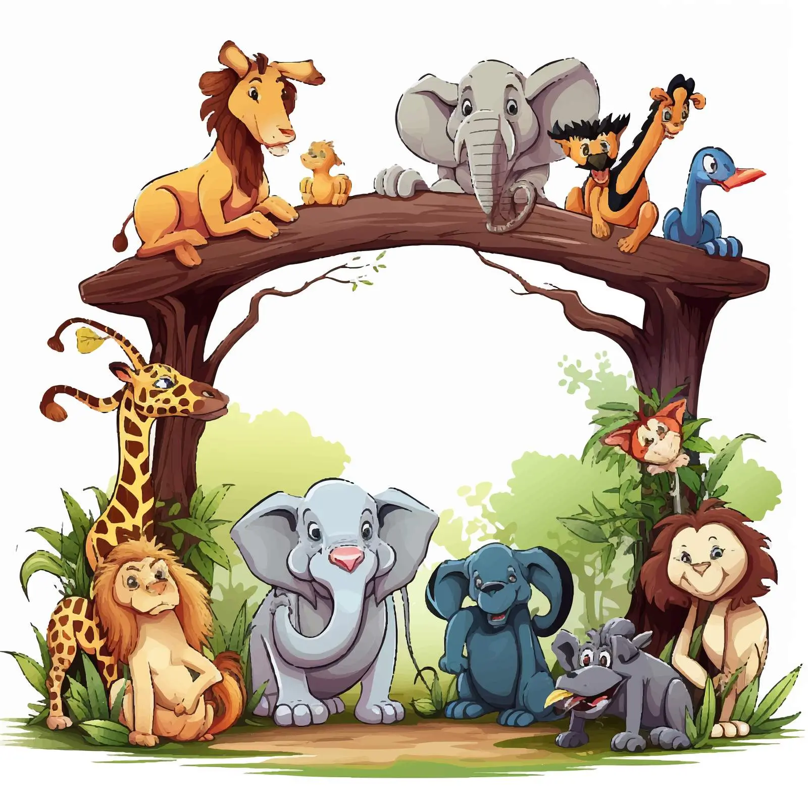 Animals Gathering Around a Sign Illustration — free download from Dotvec