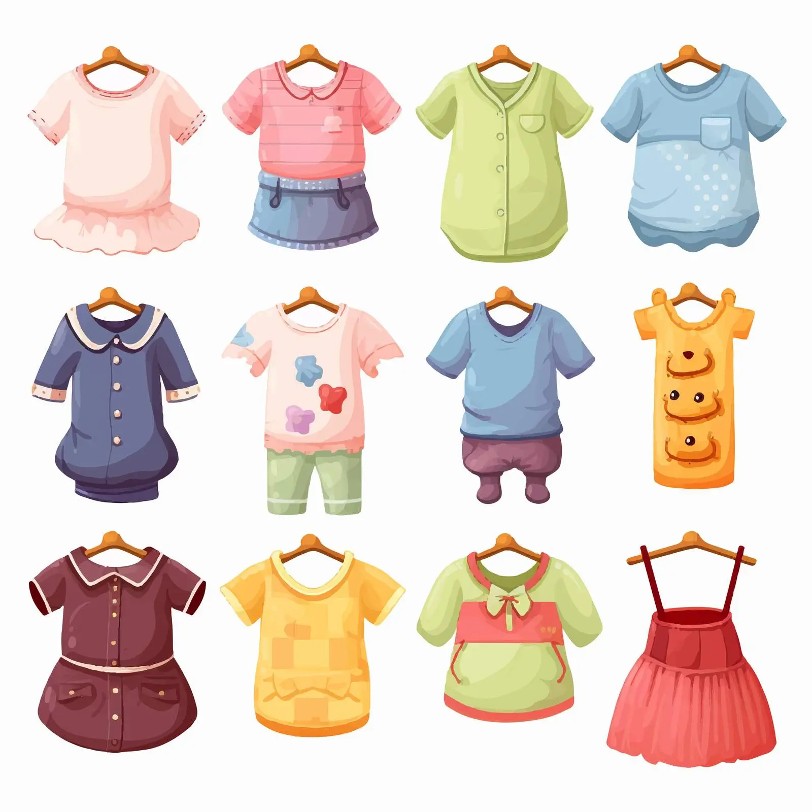Colorful Children Clothes Vector Illustration — free download from Dotvec