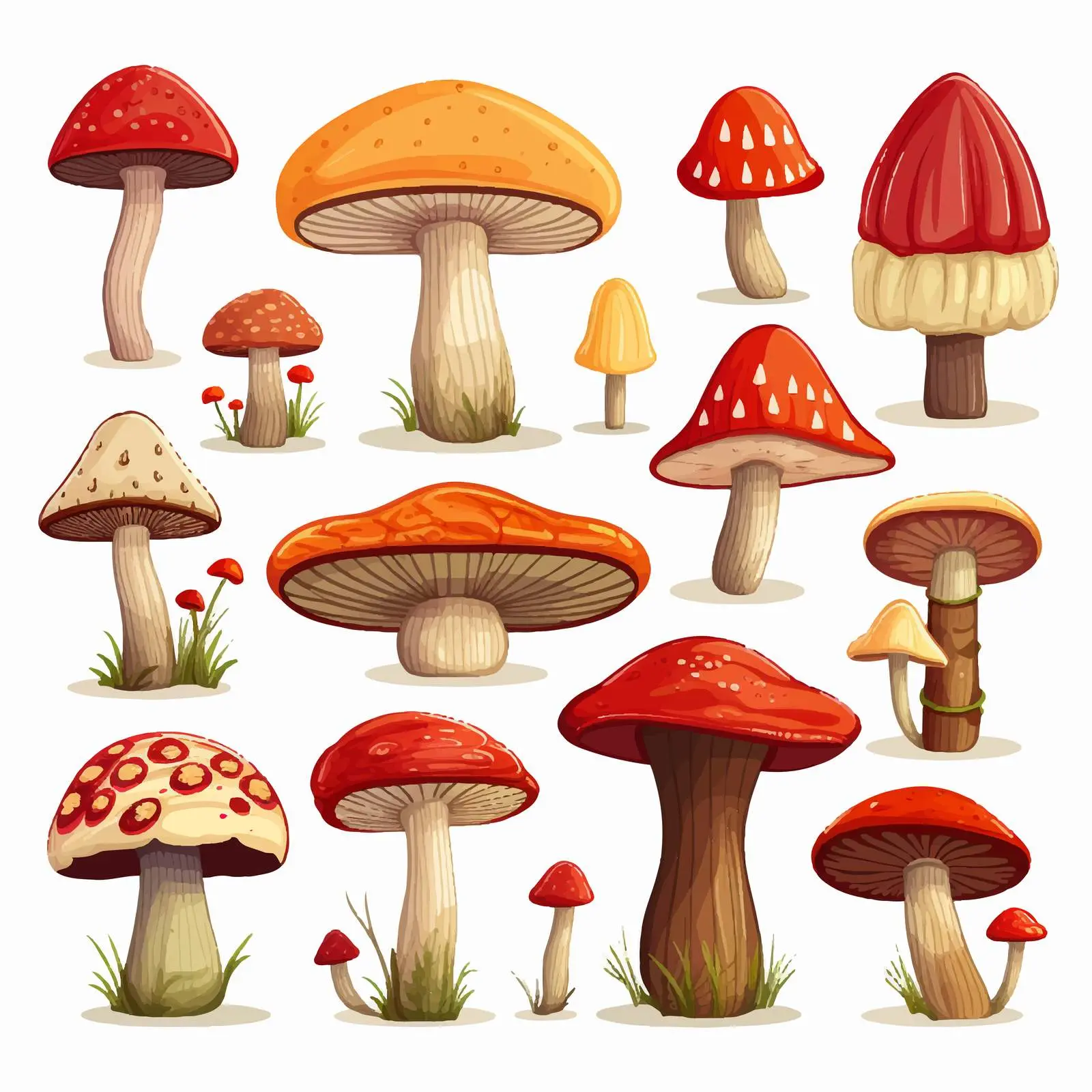 Diverse Mushroom Vector Illustration Set – free floral vectors image from Dotvec