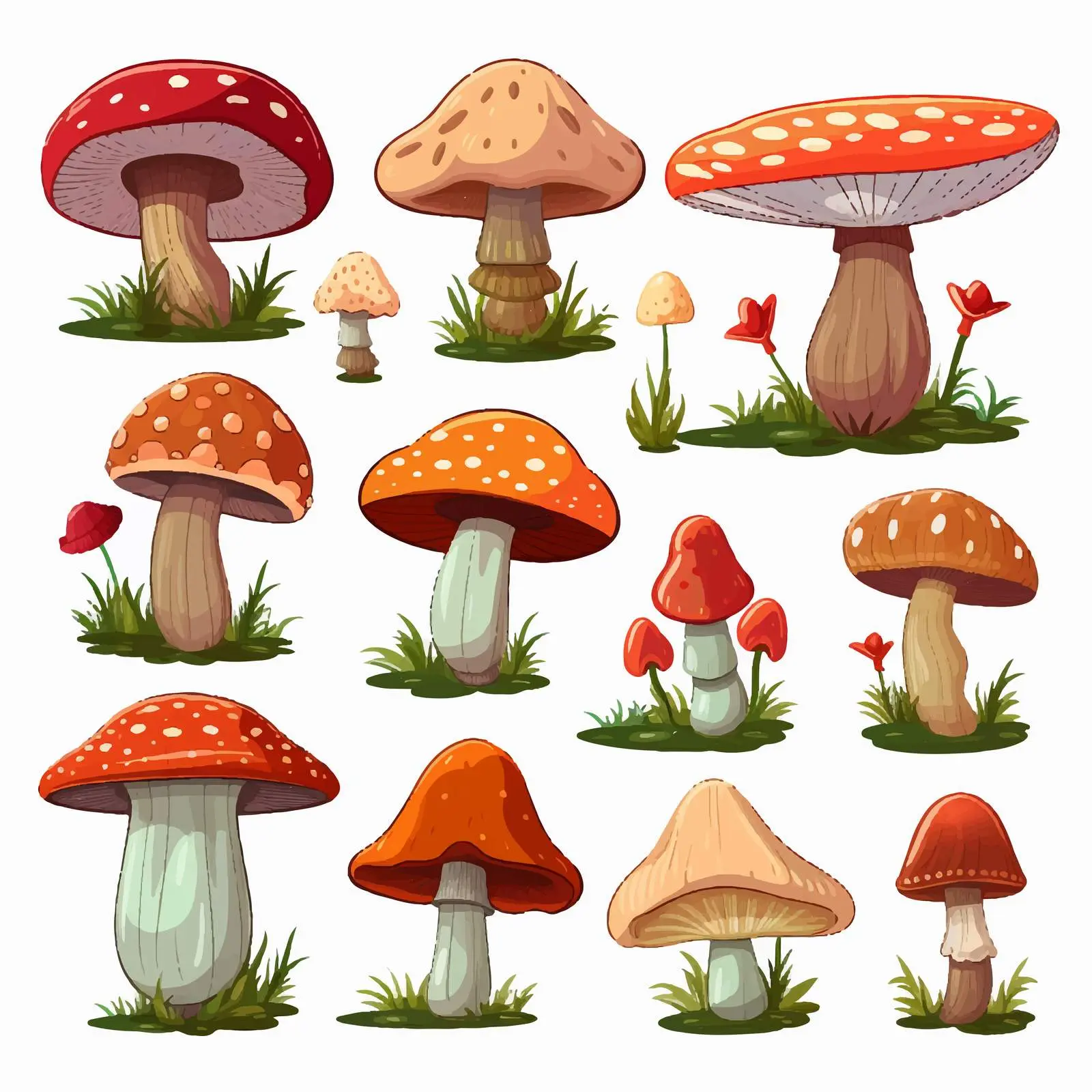 Set of Various Mushrooms Vector Illustration — free download from Dotvec