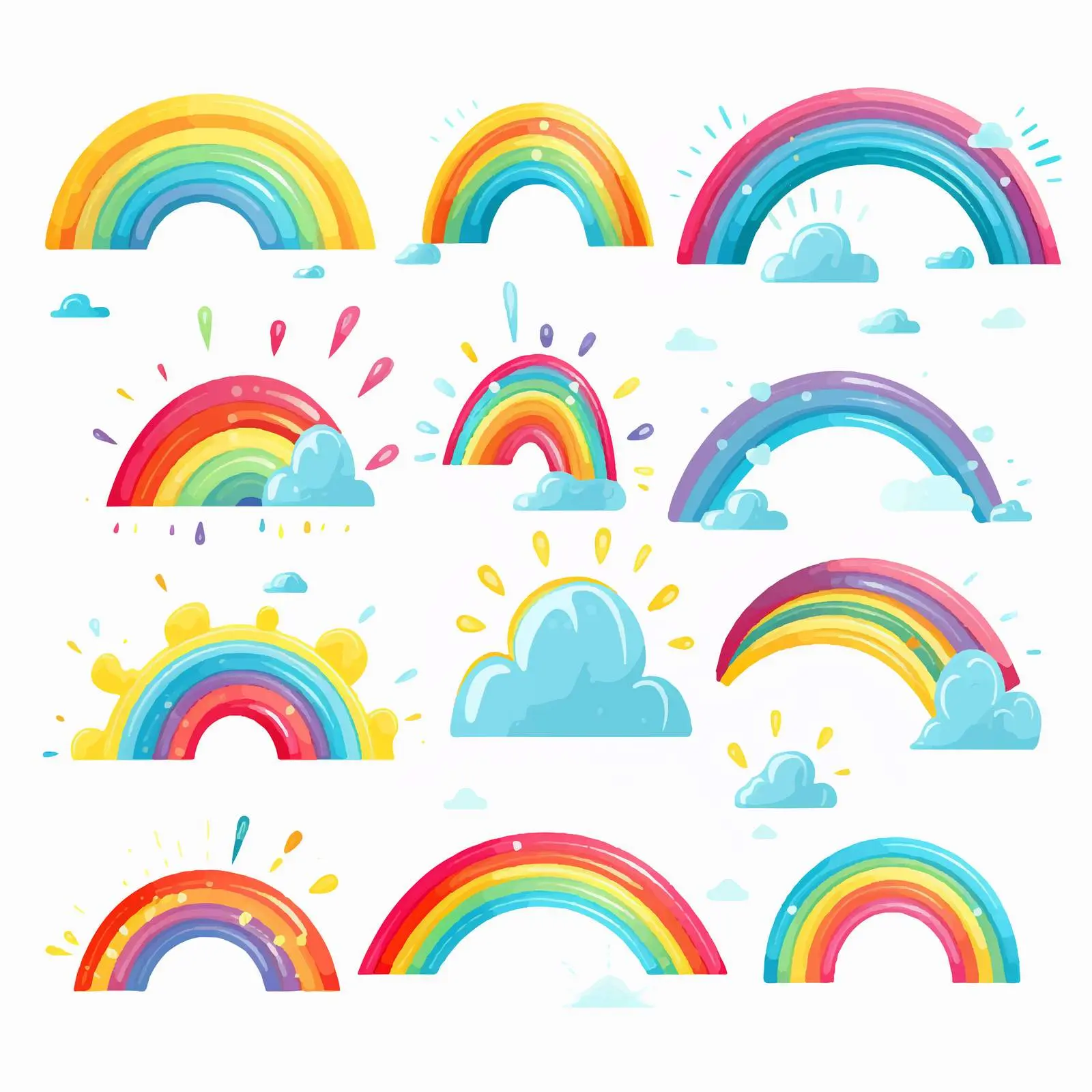 Different Shapes of Rainbow Vectors Collection — free download from Dotvec