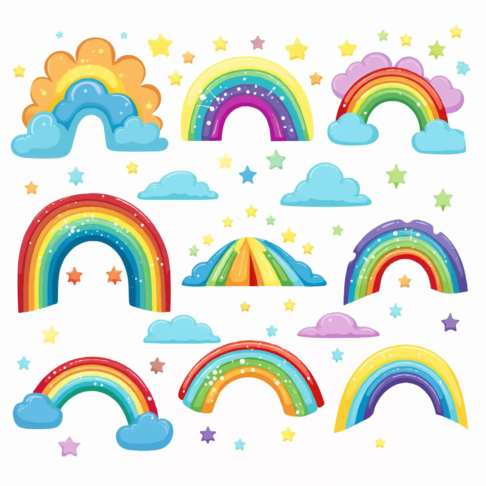 Variety of Rainbow Shapes in Vector Style — free download from Dotvec