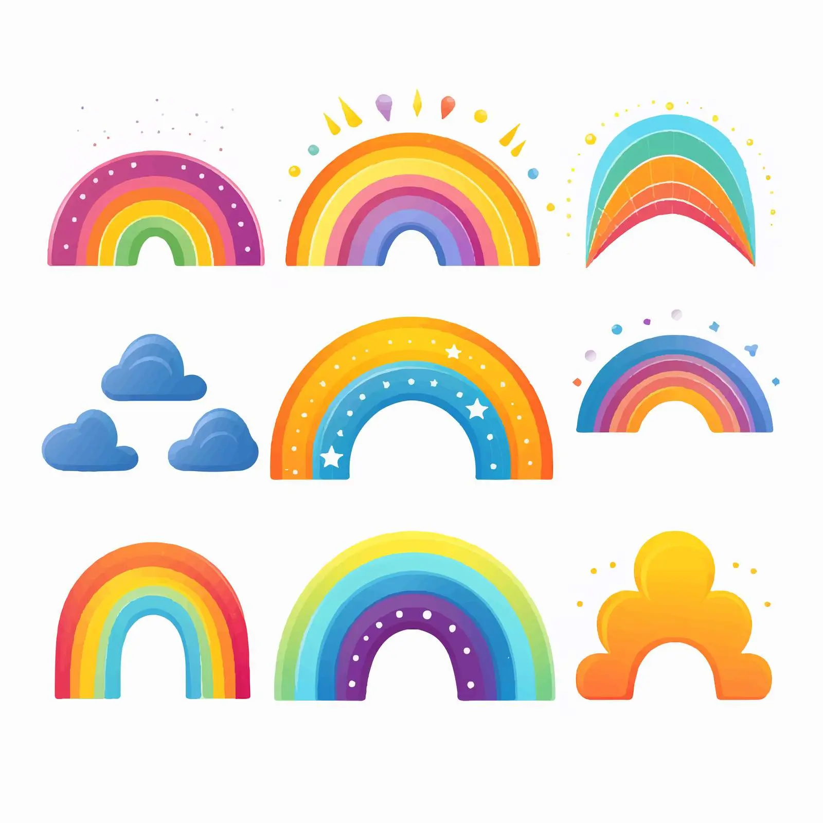 Diverse Rainbow Shape Illustrations Vector Set — free download from Dotvec