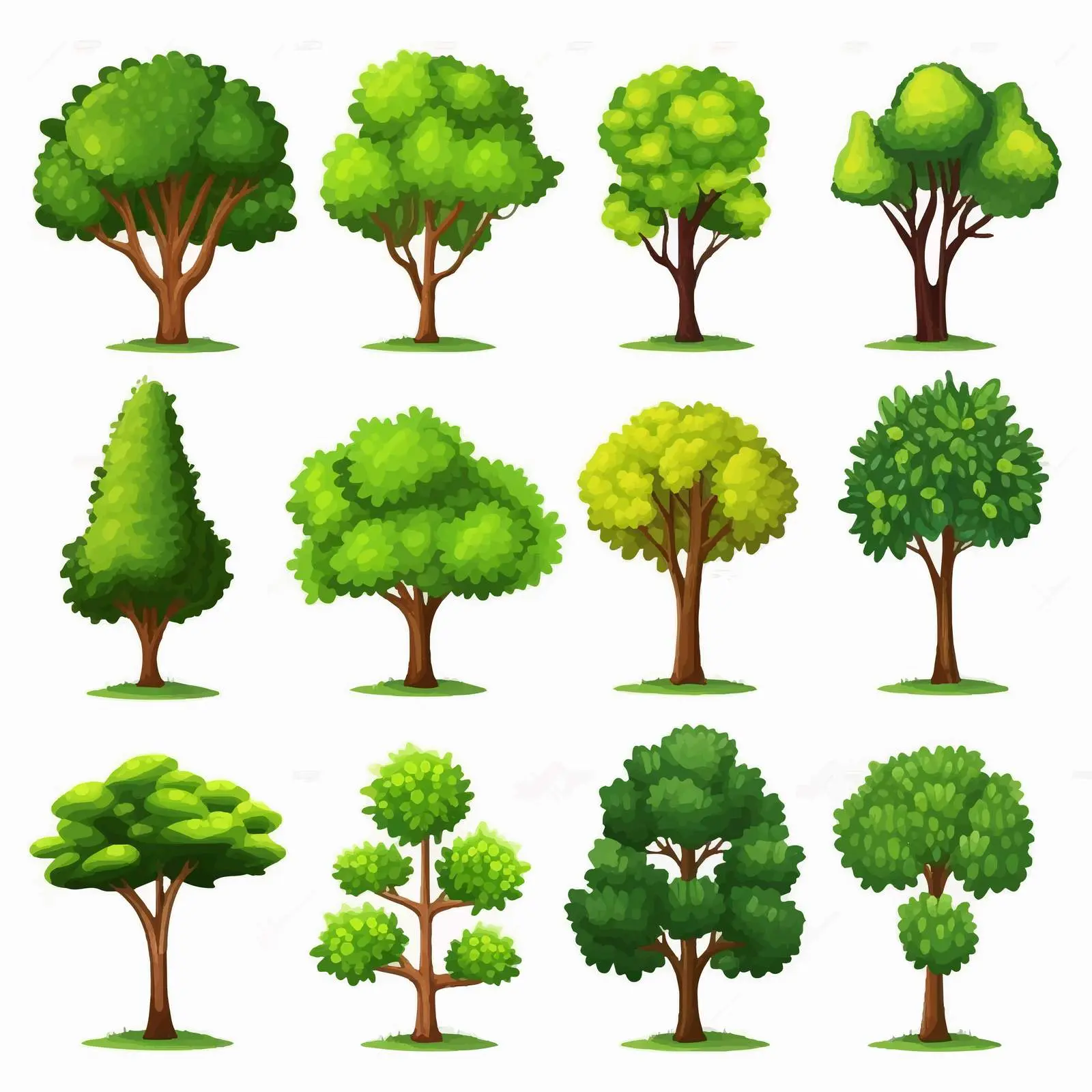 Variety of Cartoon Tree Illustrations — free download from Dotvec
