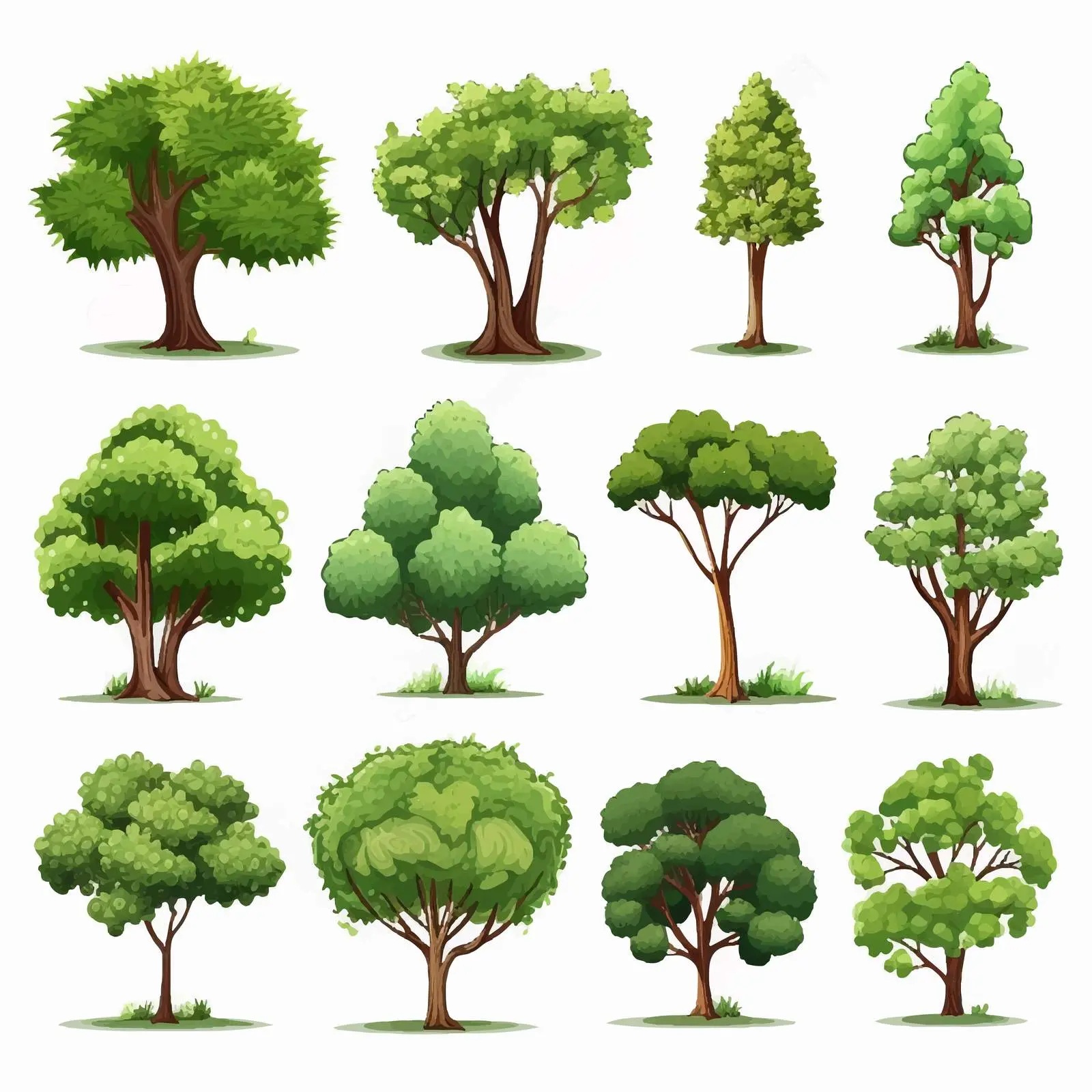 Set of Cartoon Trees Vector Illustration – free cartoon trees image from Dotvec