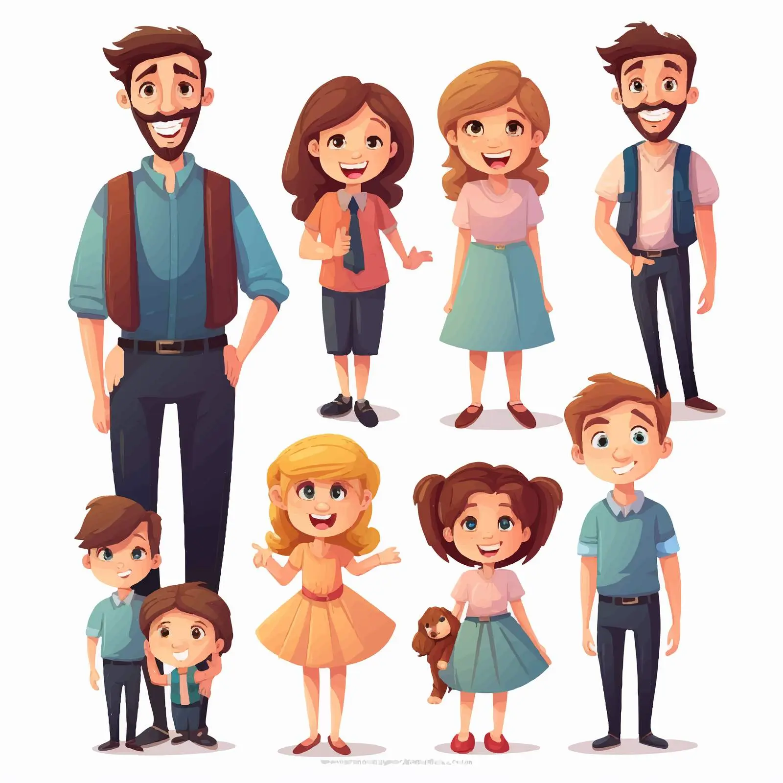 Family Cartoon Vector Set Illustration — free download from Dotvec