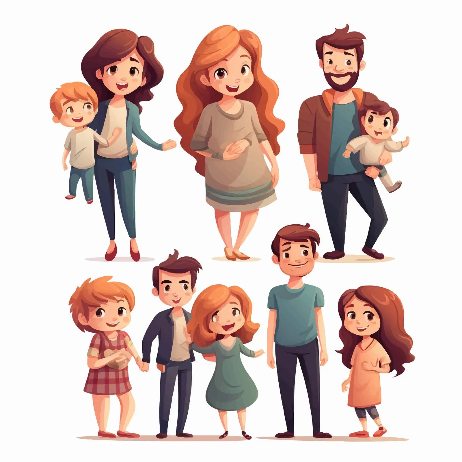 Family Set Cartoon Vector Illustration — free download from Dotvec
