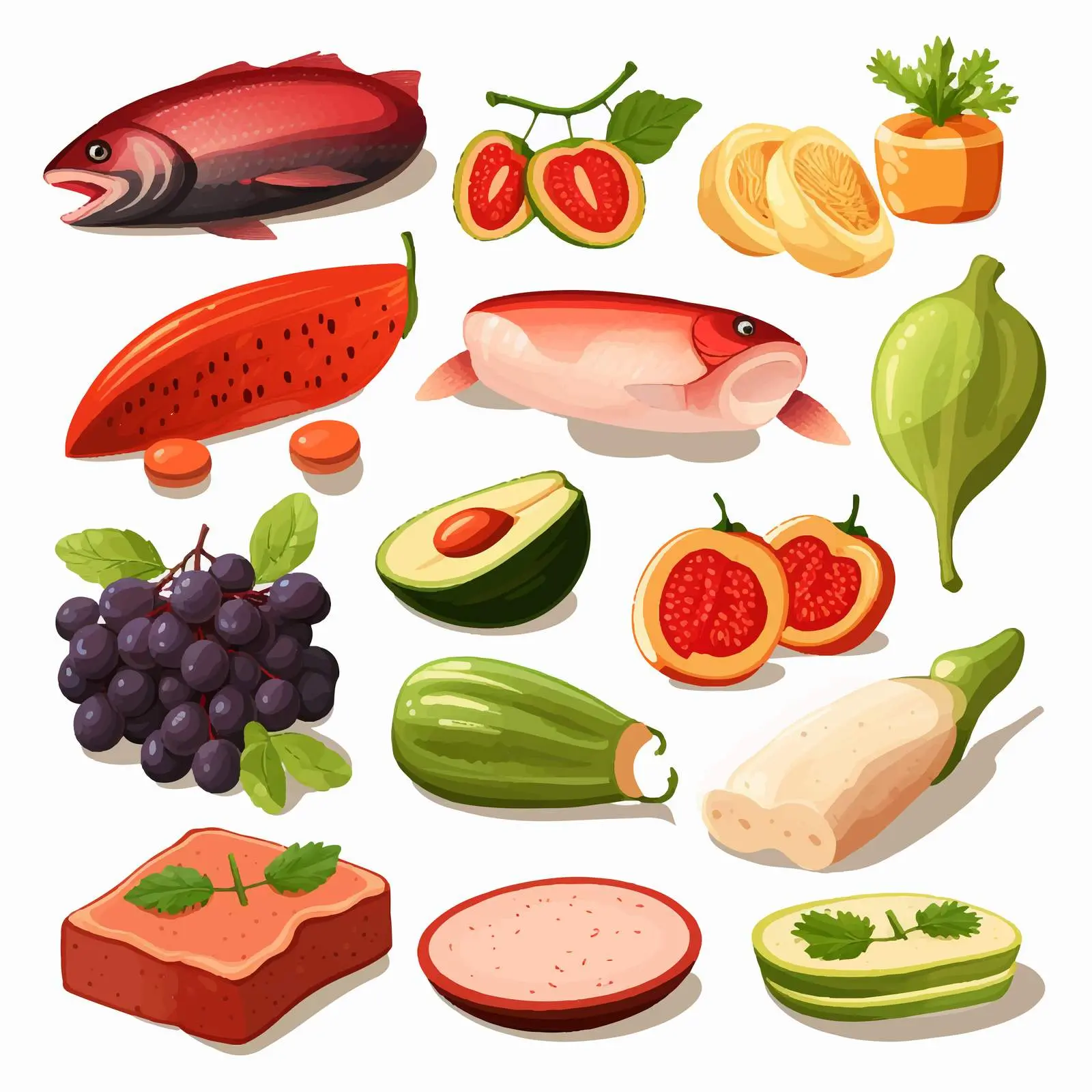 Colorful Food Set on White Background — free download from Dotvec