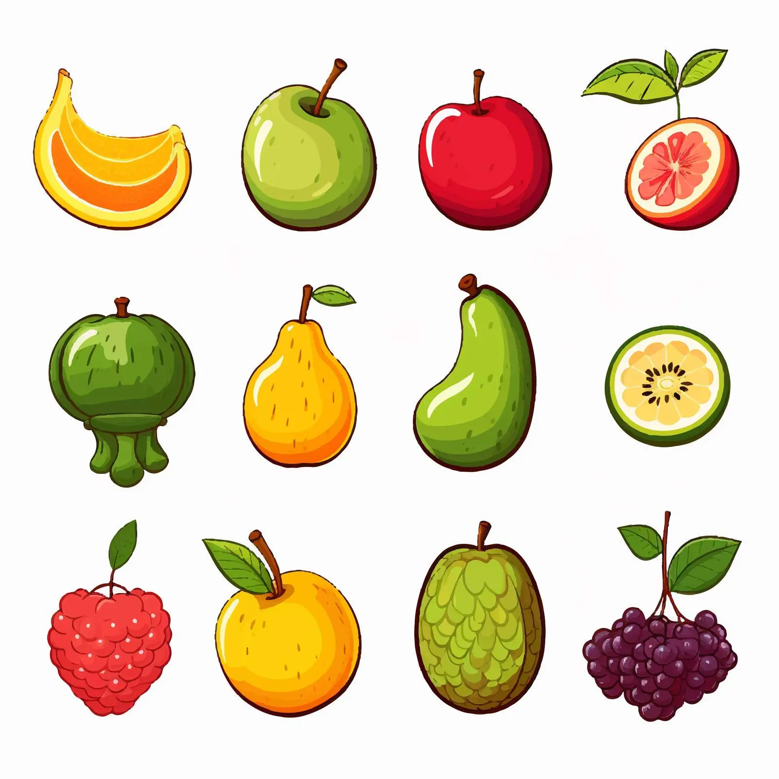 Colorful Cartoon Fruit Vector Illustration Set — free download from Dotvec