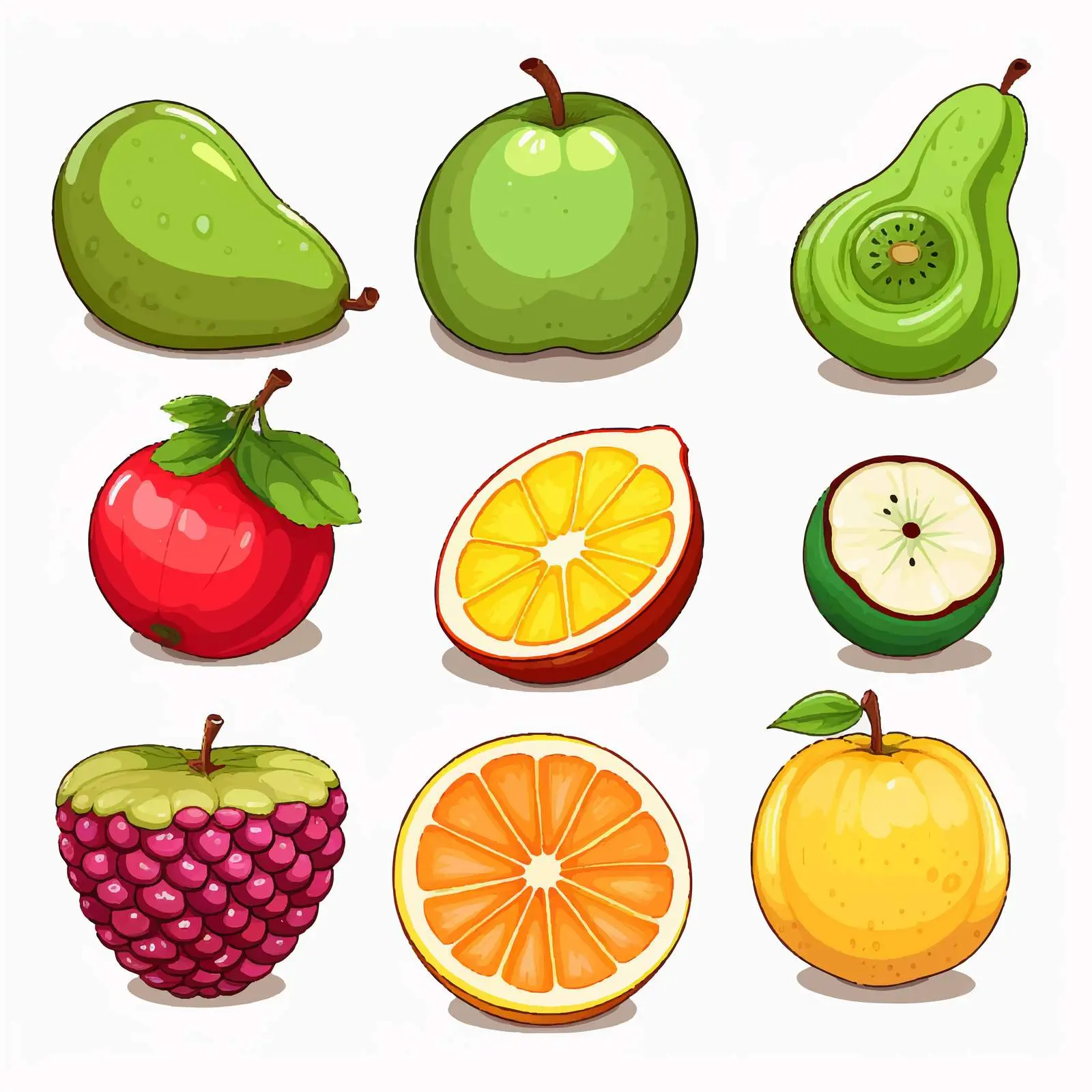 Colorful Cartoon Fruit Vector Illustration – free fruit collection image from Dotvec