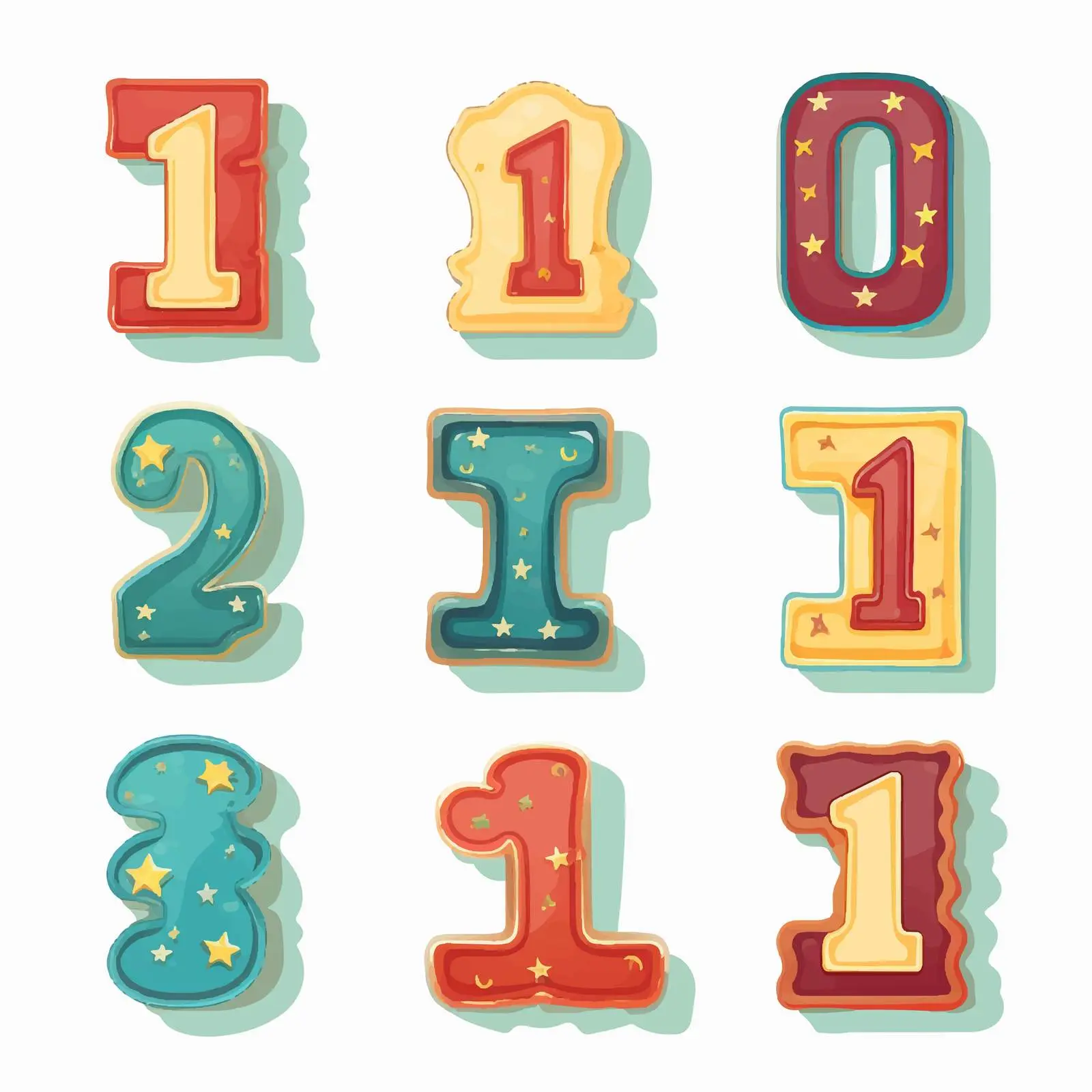 Colorful Cartoon Numbers 1 to 10 Vector Set — free download from Dotvec