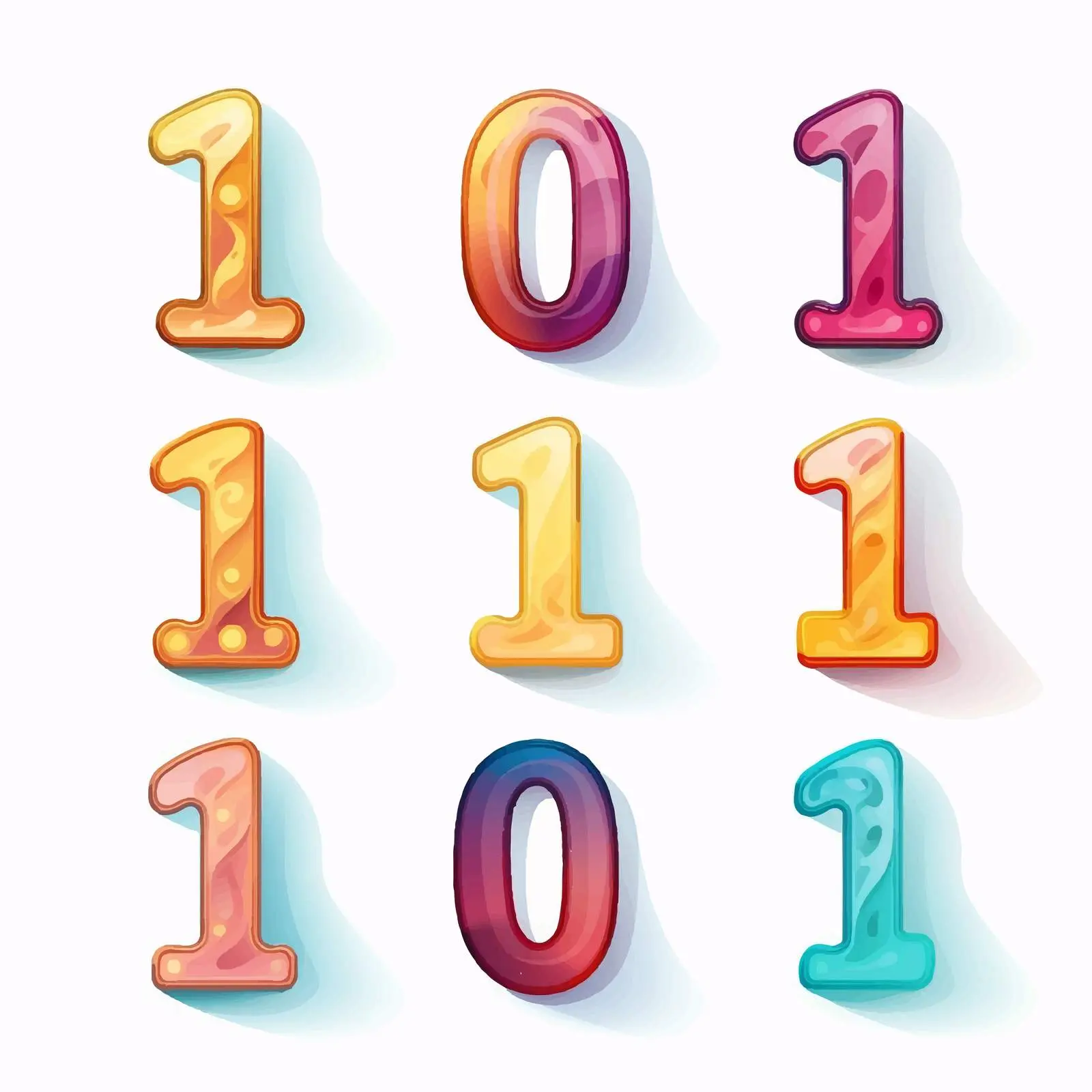 Cartoon Vector Set of Numbers 1 to 10 — free download from Dotvec
